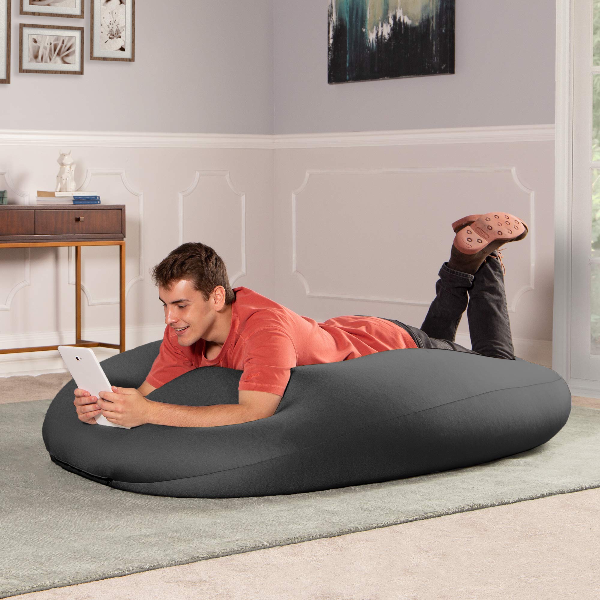 Jaxx Nimbus Spandex Bean Bag Chair for Adults - Oversized Black Memory Foam Lounger for Living Room, Game Room & Dorm - Comfortable Seating for Relaxing, Gaming & Movie Nights