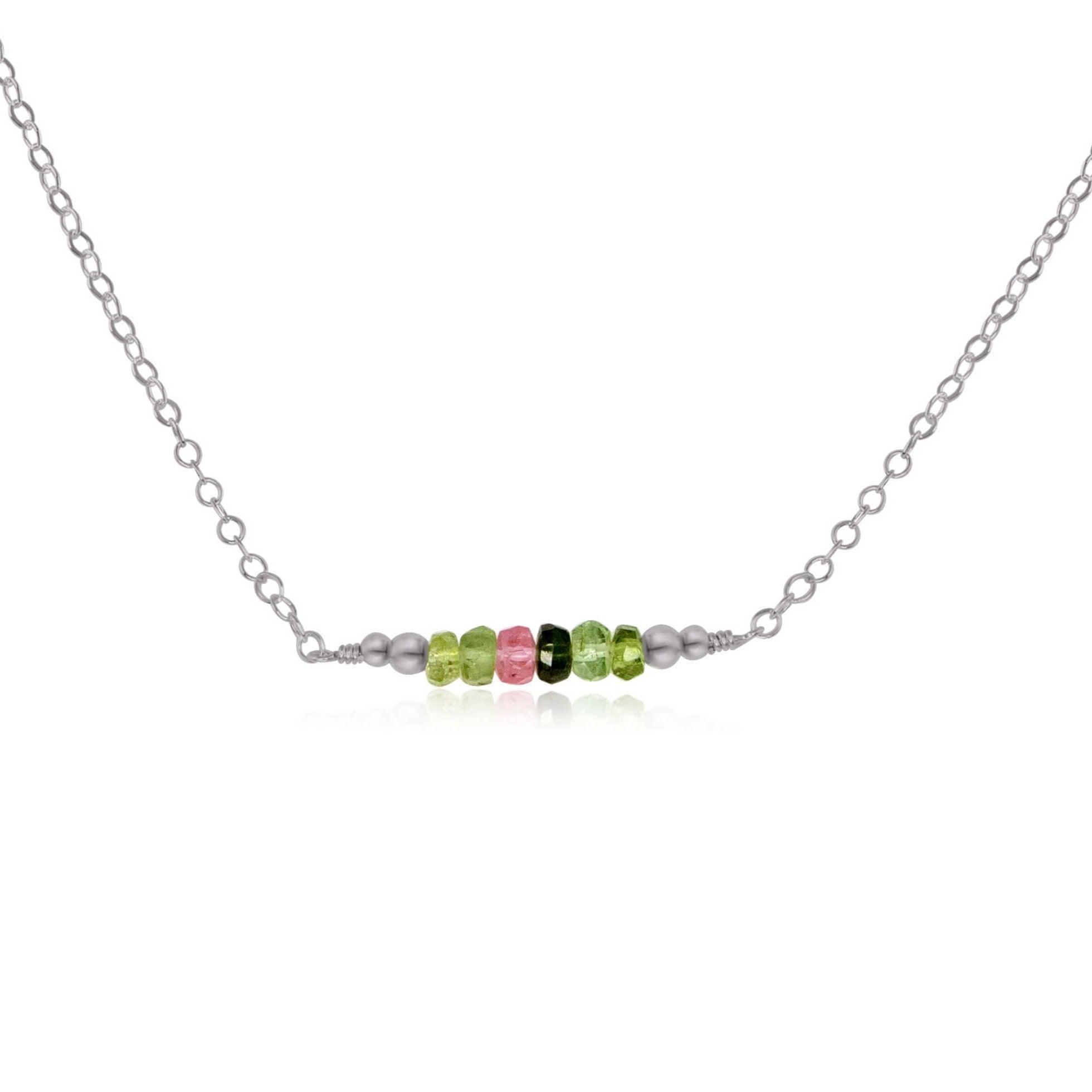 Sparkling Rainbow Tourmaline Faceted Bead Bar Necklace - Handmade Gemstone Jewelry for Women - Perfect for Weddings, Parties & Special Occasions