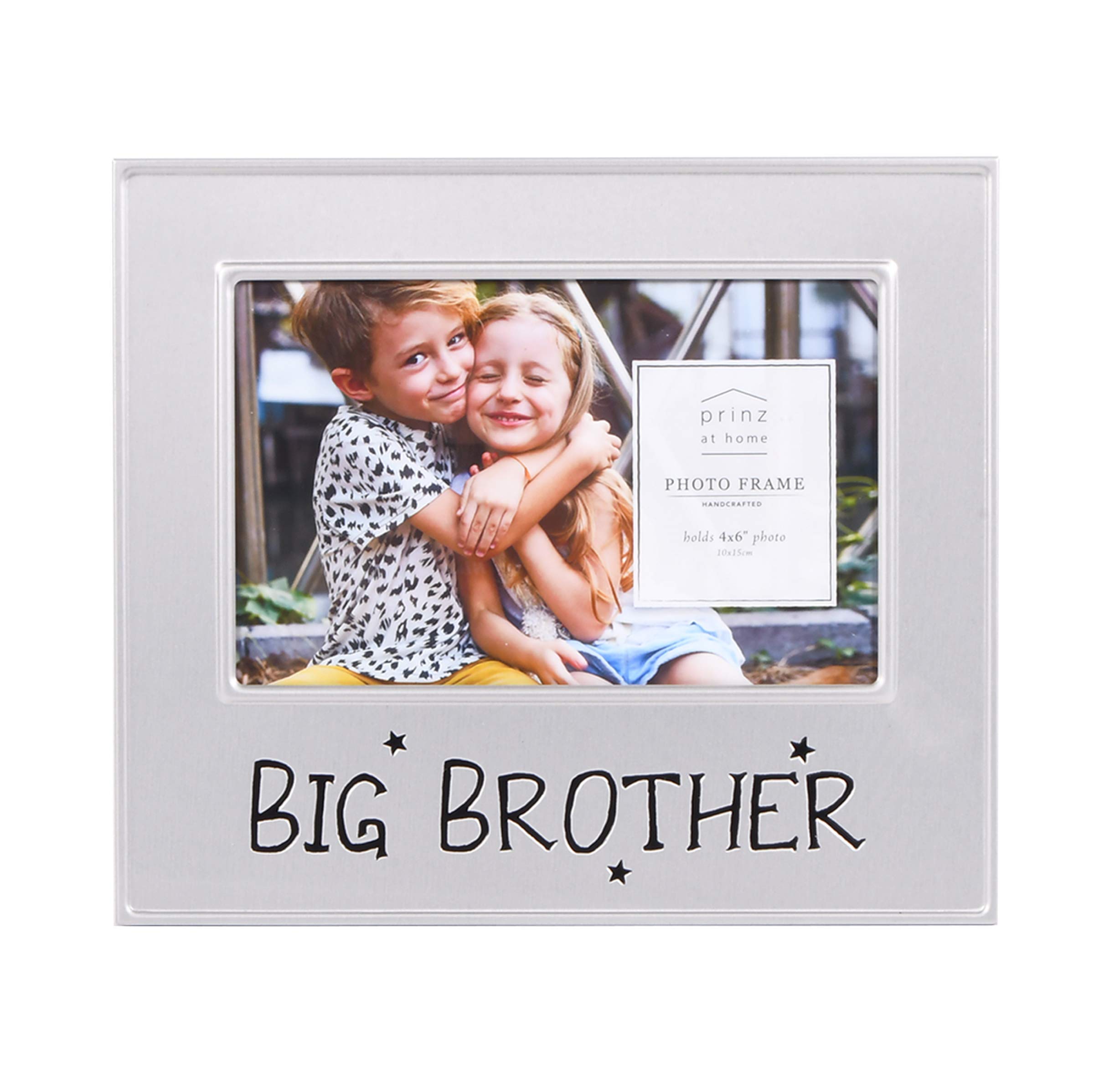 Prinz Moments 4x6 Big Brother Silver Metal Picture Frame - 6x4 Inch Photo Display for Home, Office & Gifts | Perfect for Family Photos, Graduation & Wedding Memories