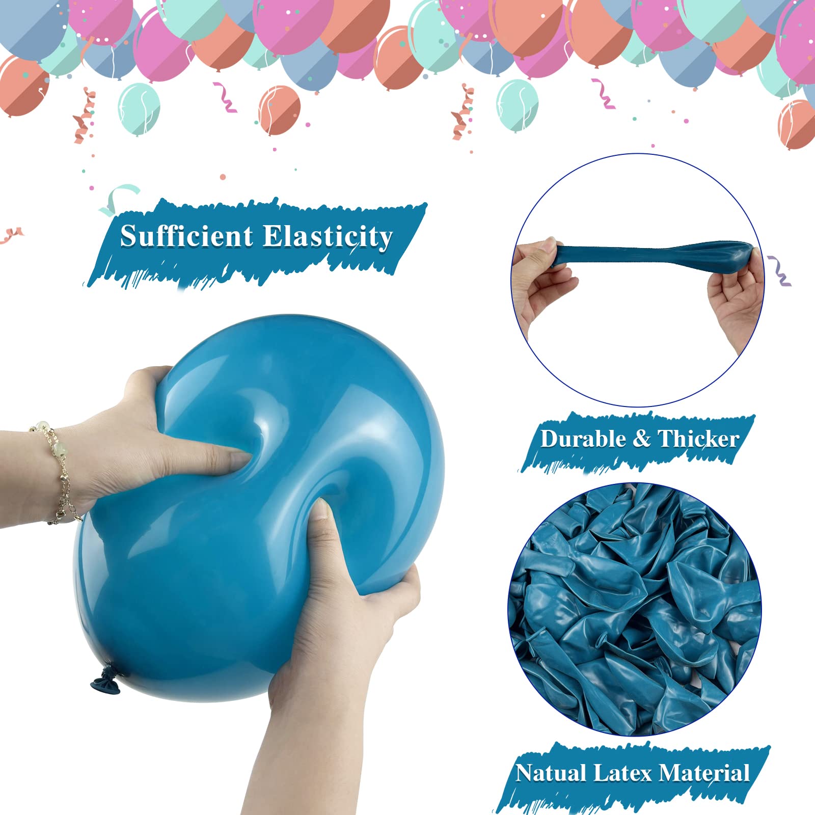 Janinus Turquoise Blue Balloons Garland Arch Kit - 80PCS Peacock Blue Balloons (12Inch & 5Inch) for Baby Shower, Gender Reveal, Wedding & Whale Theme Party Decorations - Perfect for Indoor/Outdoor Celebrations & Photo Backdrops