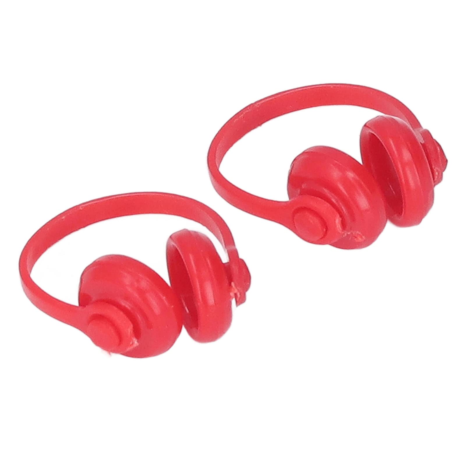 Miniature Headset Model for Dolls - 2pcs High Simulation Doll Headphone Accessories, Realistic Dollhouse Earphone Toy (Red) - Perfect for Dollhouse Decor, DIY Crafts, and Miniature Scenes