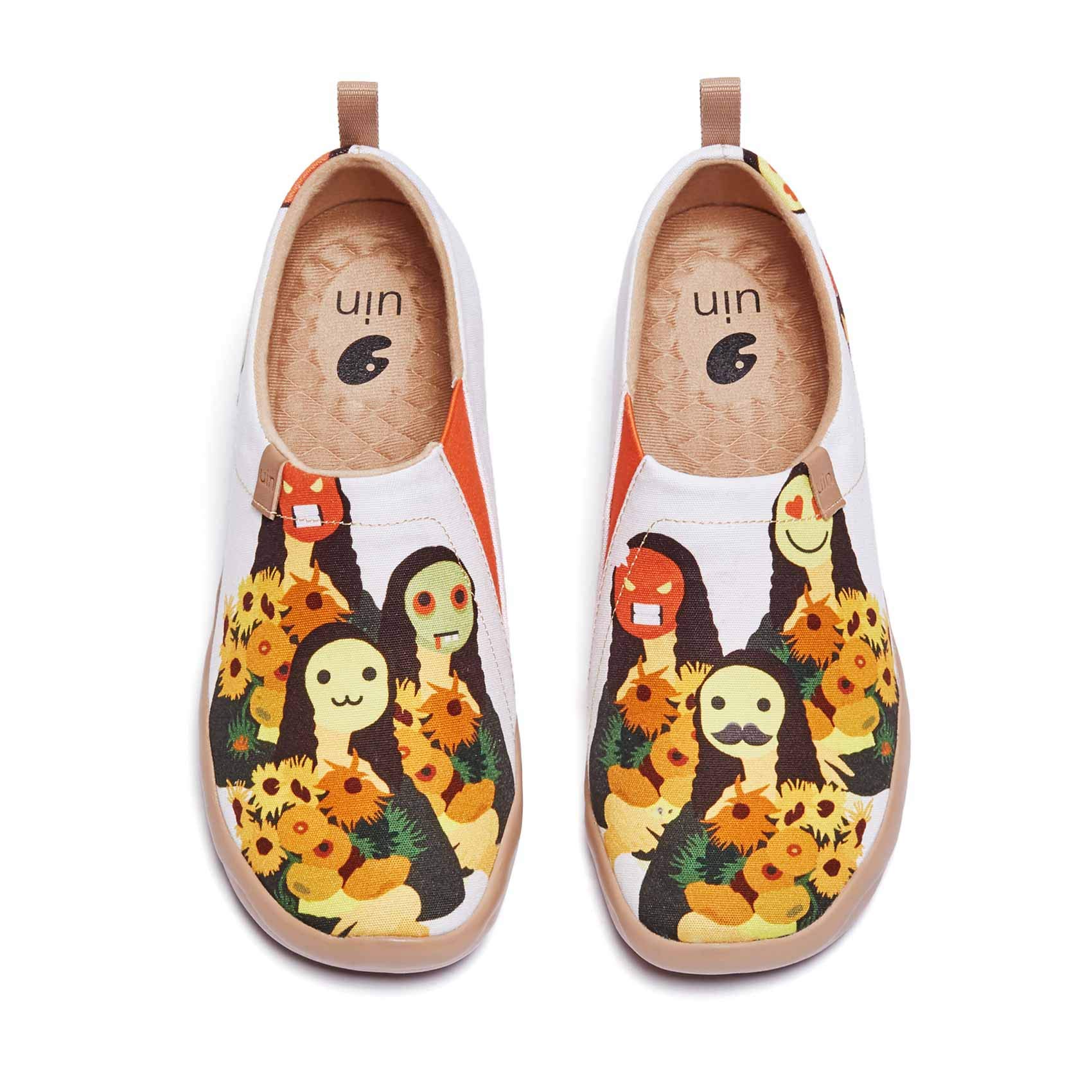 UIN Women's Slip On Sneakers - Comfortable Knit Loafers with Artistic Painting | Soft Walking Shoes for Women | Perfect for Casual Outings, Work & Travel
