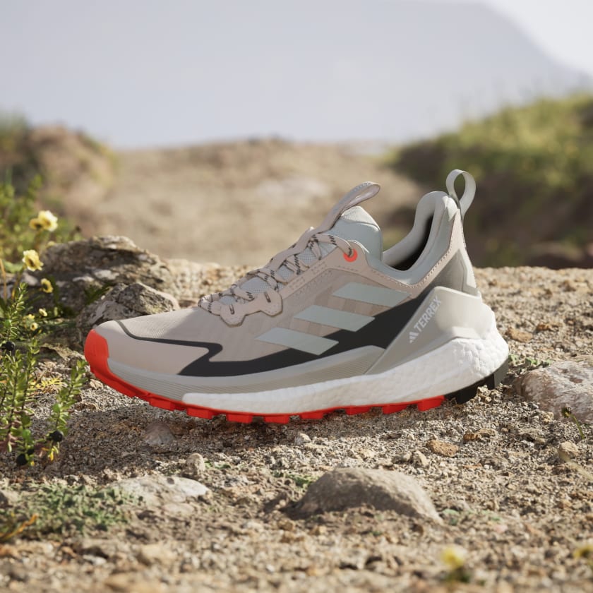 Adidas Women's Terrex Free Hiker 2.0 Low Gore-Tex Waterproof Hiking Shoes - Wonder Beige/Grey - Lightweight Trail Running & Outdoor Adventure Footwear