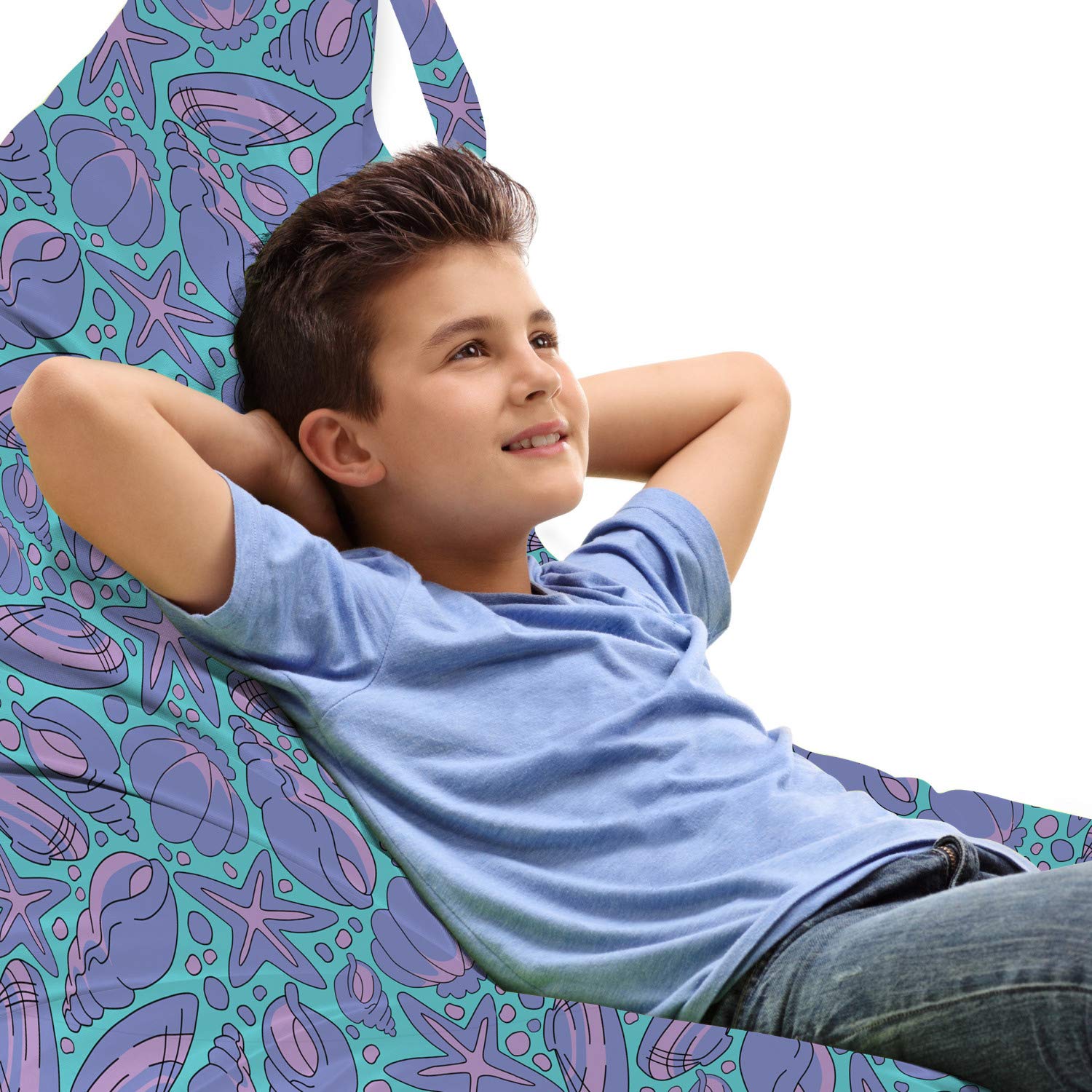 Ambesonne Underwater Lounger Chair Bag - Large Capacity Storage with Handle, Seashell Starfish Ocean Theme Design, Turquoise Pink Lavender - Perfect for Beach Trips, Poolside Relaxation & Outdoor Lounging