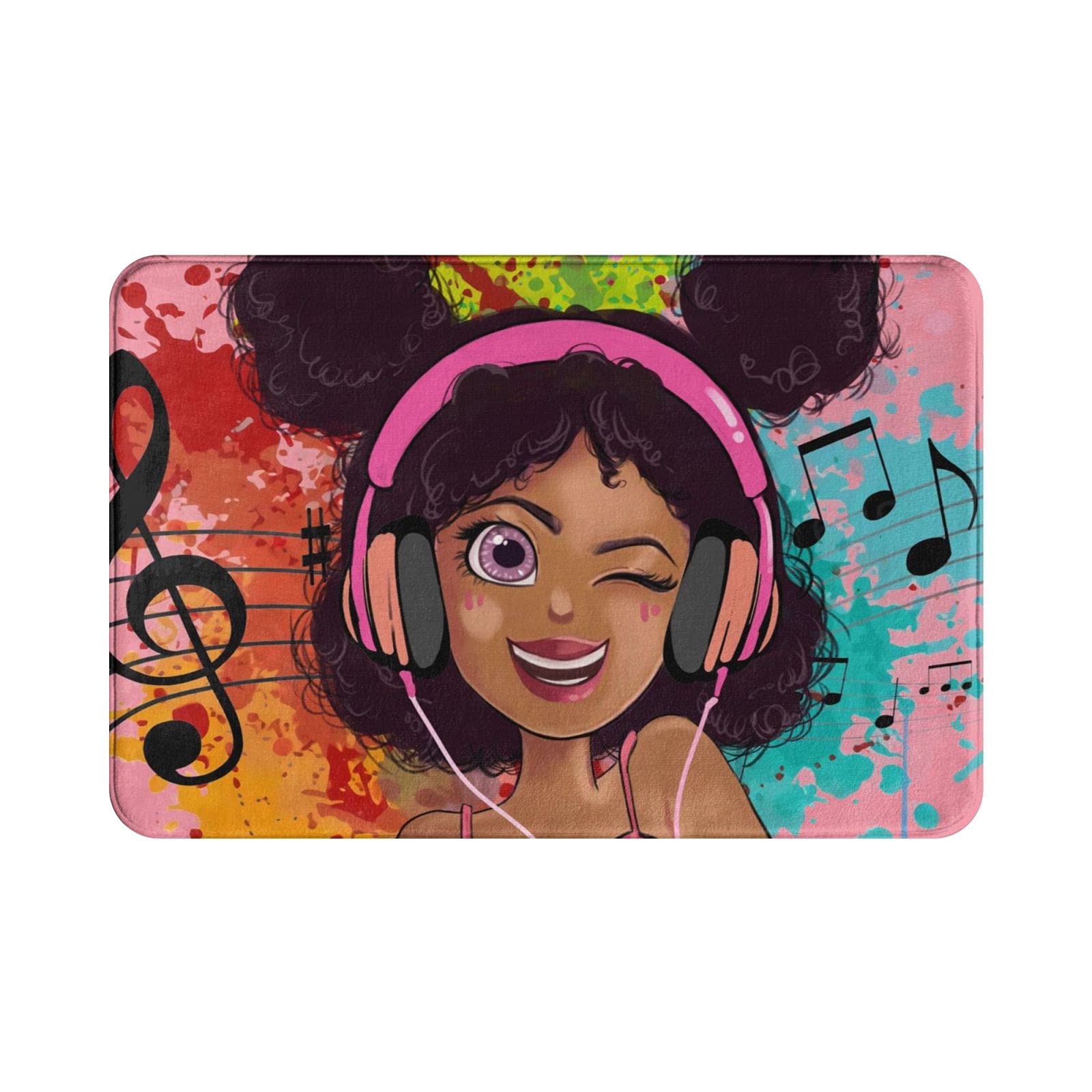 EZYES Non-Slip African Black Girl Bath Mat - 15.7