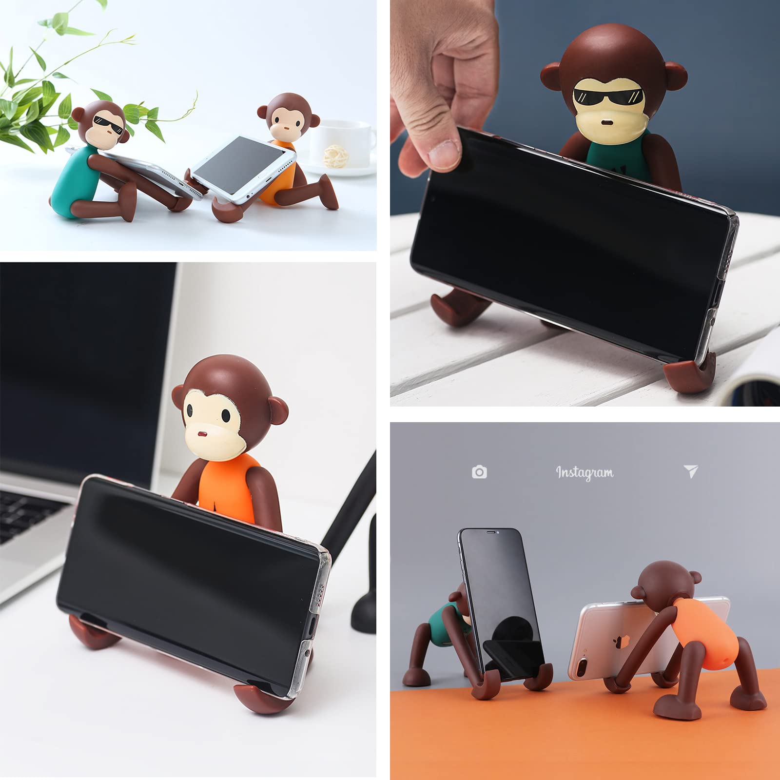 Cute Cartoon Animal Phone Stand - Foldable & Adjustable Desk Holder for All Smartphones & Tablets - Yellow Desktop Accessory for Office, Home, Bedroom & Car Use