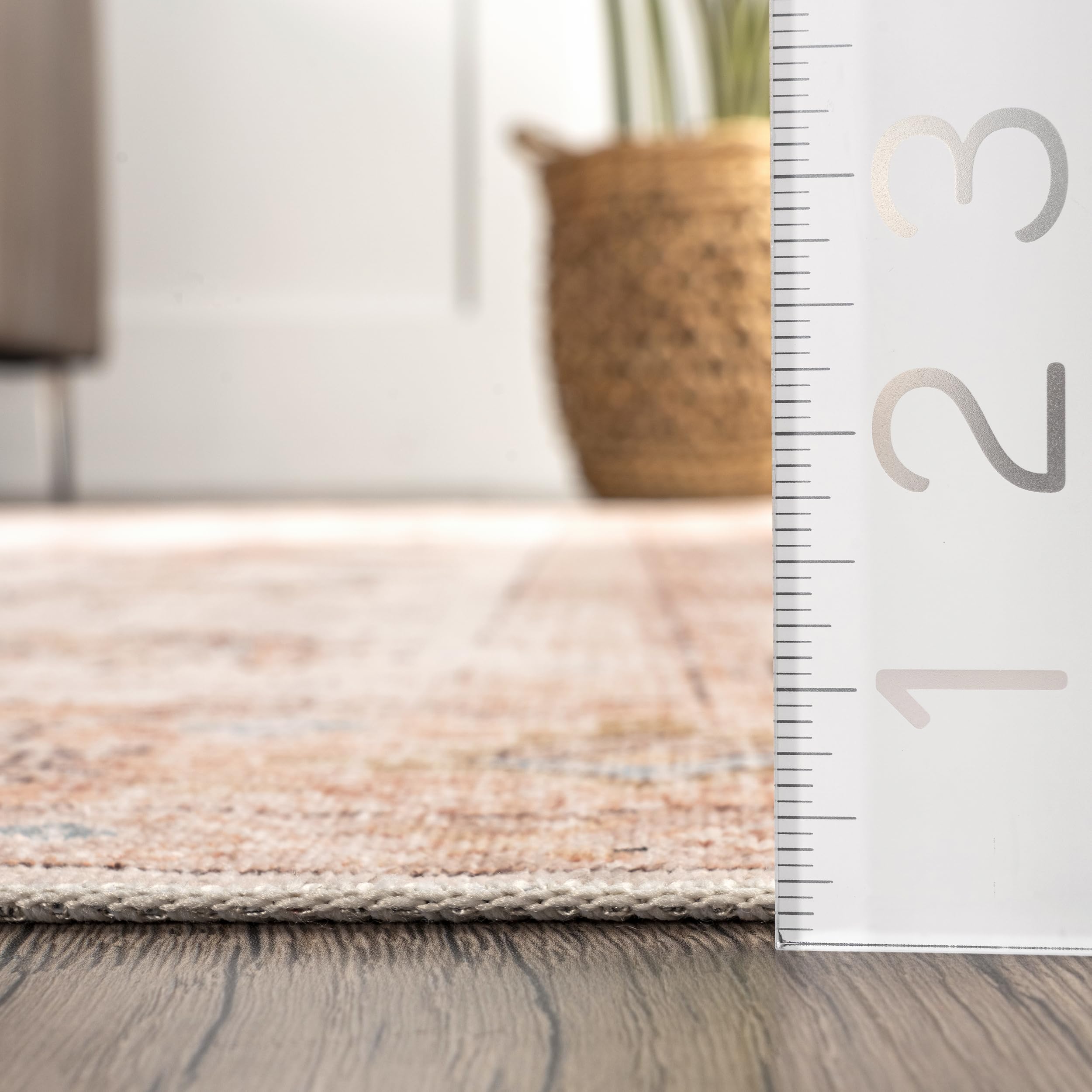 nuLOOM 6' x 9' Machine Washable Stain-Resistant Area Rug with Non-Slip Backing - Low Profile Soft Indoor Rug for Living Room, Bedroom & Dining Room - Dawson Peach - Perfect for High Traffic Areas & Pet-Friendly Homes