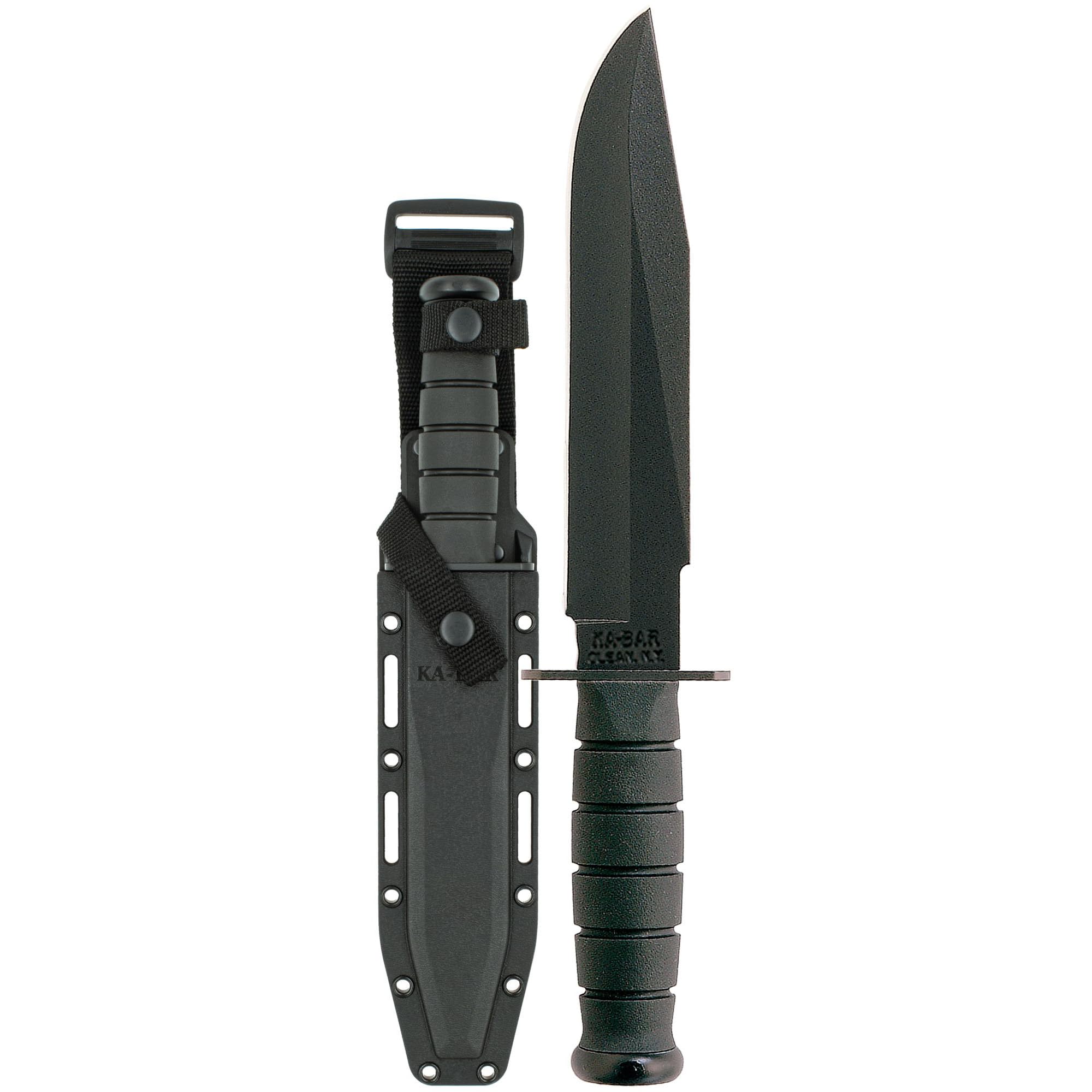Ka-Bar 1269 Fighter Tactical Knife - Black Blade, High Carbon Steel, Full Tang, Fixed Blade for Outdoor Survival, Hunting, and Camping