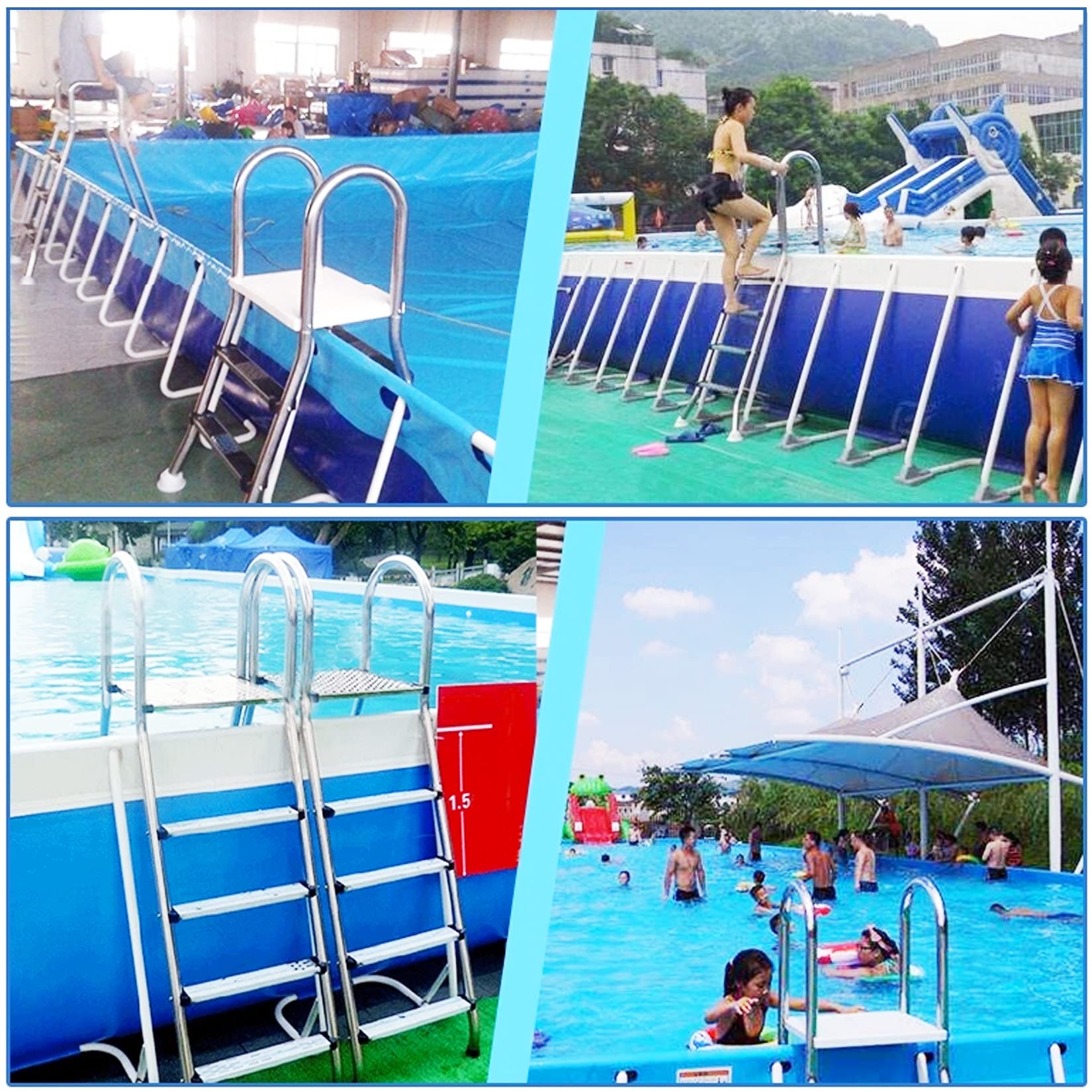 **Heavy Duty 304 Stainless Steel Above Ground Pool Ladder - 4 Step Outdoor Swimming Pool Steps with 500 lb Weight Capacity - Durable Backyard Pool Access for Inground & Above Ground Pools**