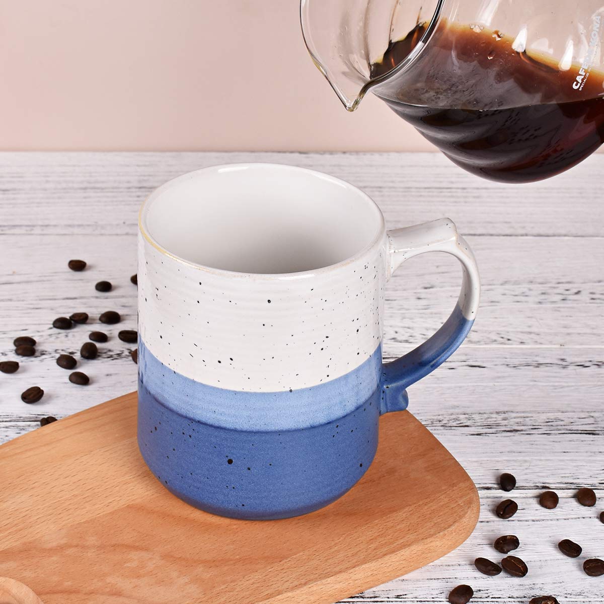 Bosmarlin 21 Oz Large Stoneware Coffee Mug - Big Tea Cup for Office & Home - Dishwasher & Microwave Safe - Deep Blue - Perfect for Hot Beverages, Soups, and Breakfast Cereals