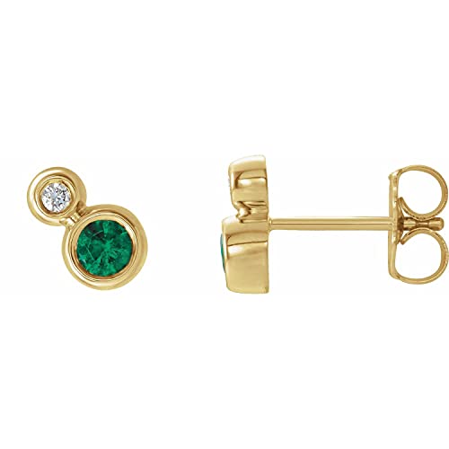 Emerald and Diamond - 0.03 Ctw,Size-3 mm