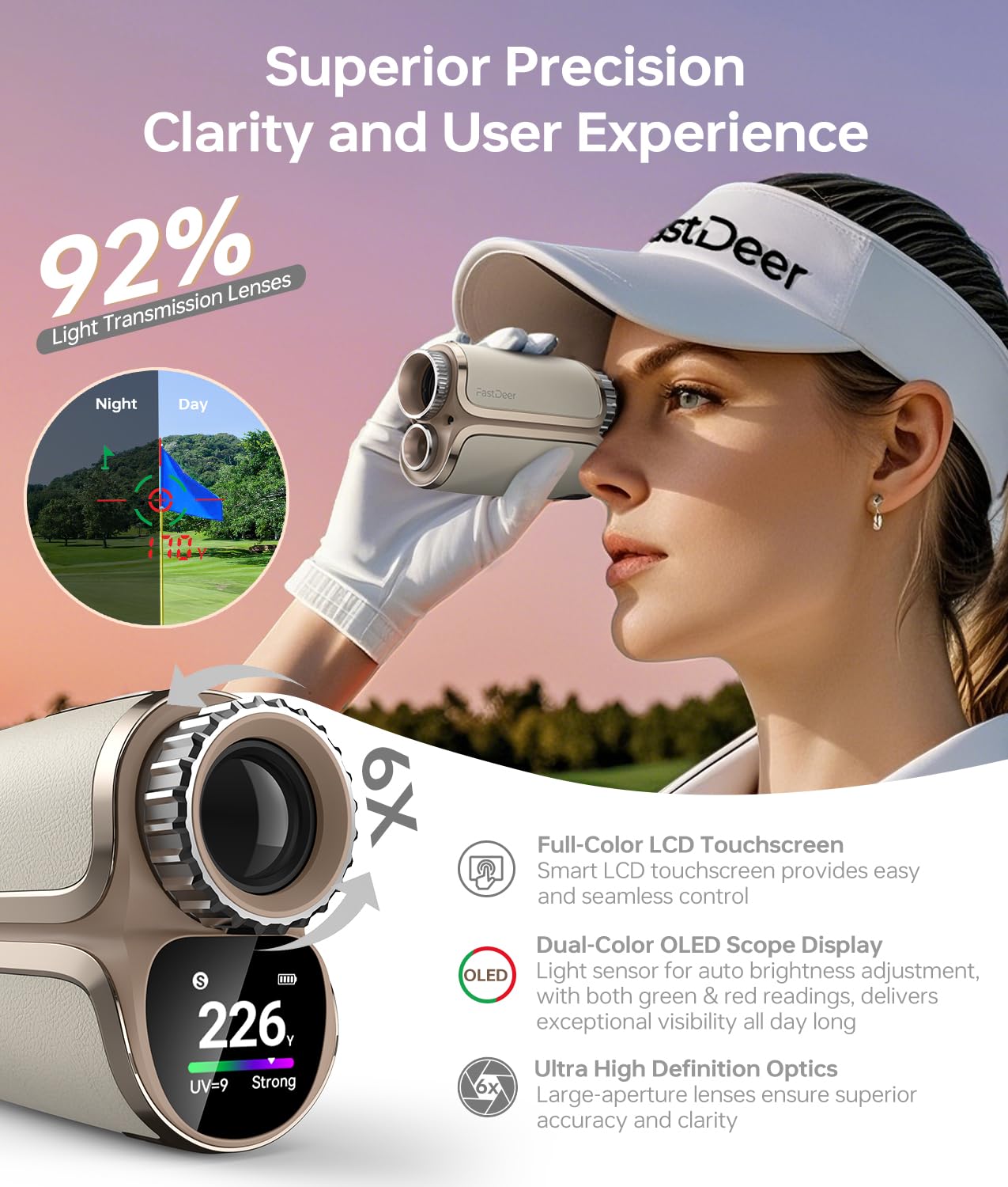 Premium Laser Golf Rangefinder with Slope - High Precision Flag Lock & Vibration, Triangulation Mode, UV & Rain Protection - Perfect Golf Gift for Men (Ideal for Course Play, Tournament Practice & Outdoor Golfing)