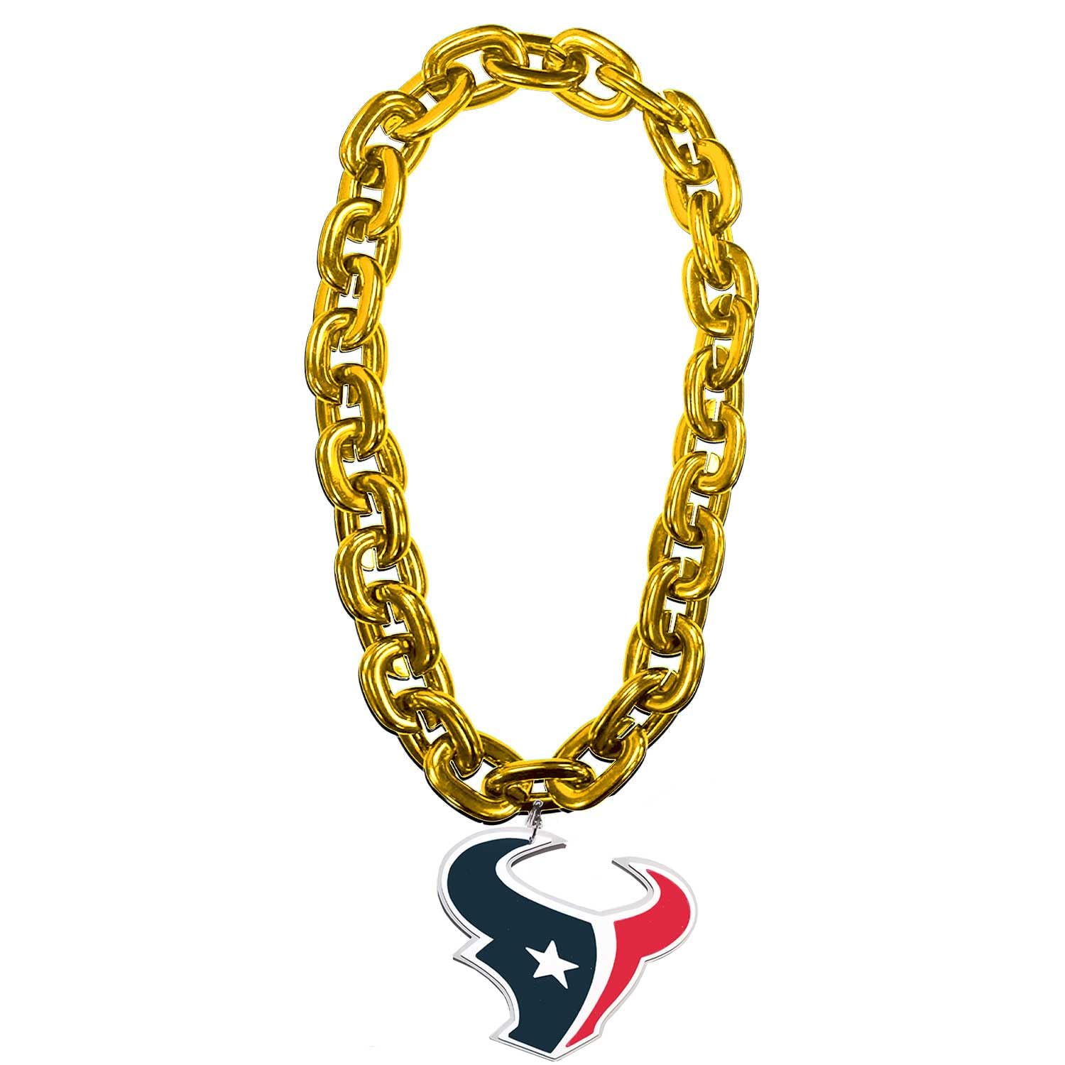 Houston Texans NFL Fan Chain for Men - 18K Gold Plated Football Team Jewelry - Perfect for Game Day, Tailgating & Sports Fan Gifts