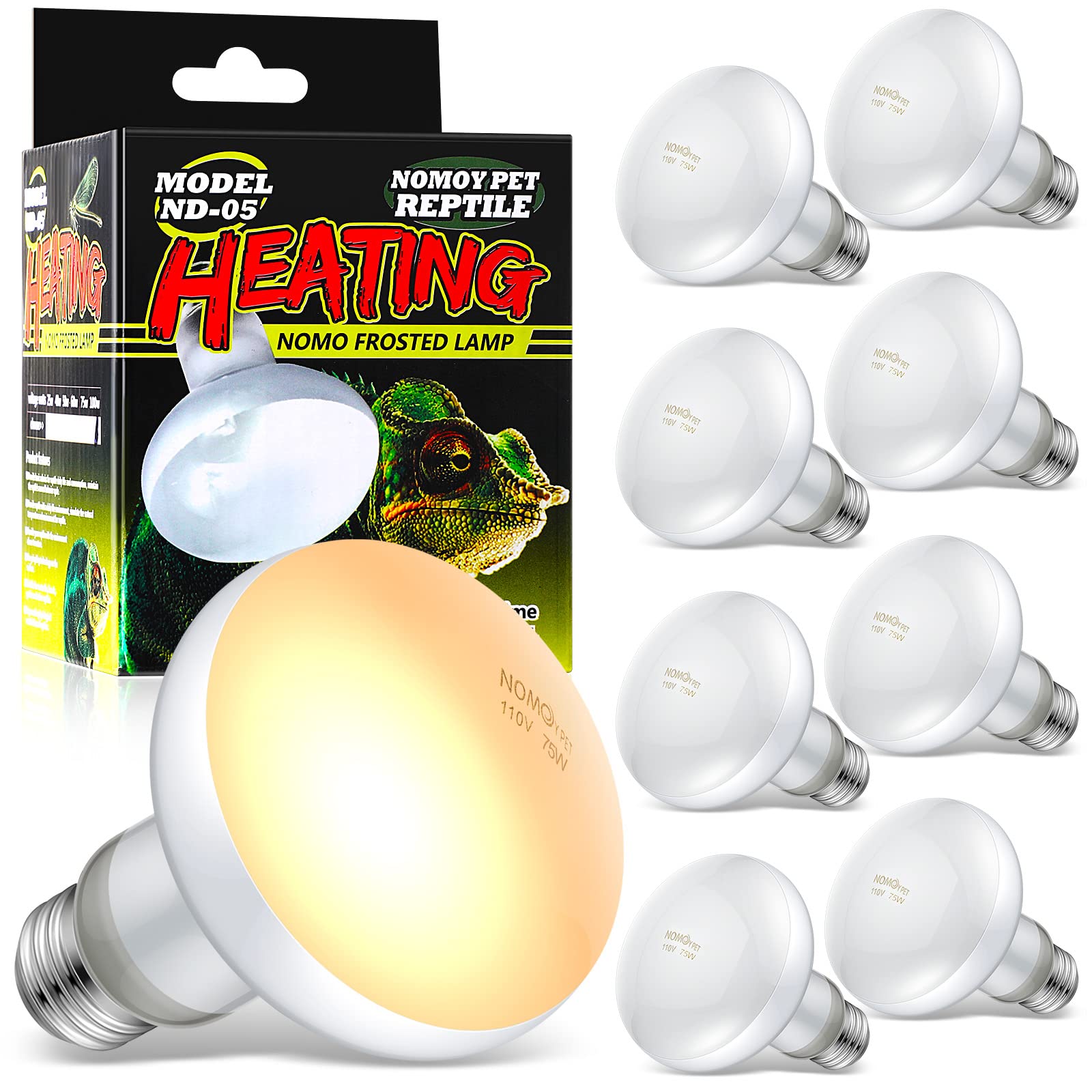 Tarpop 8-Pack 75W Reptile Heat Lamp Bulbs - UVA Basking Spotlights for Lizards, Turtles & Terrariums | Perfect for Reptile Tanks, Habitats & Enclosures