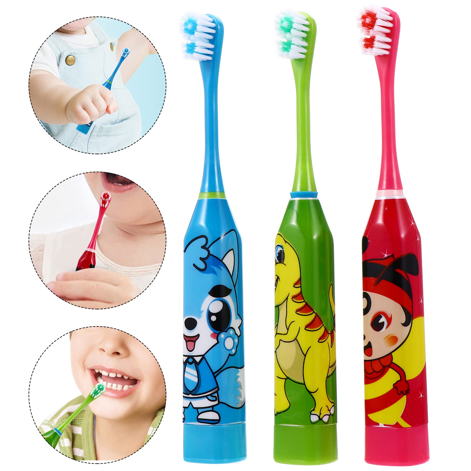 Healifty Kids Electric Toothbrush Set - Battery Powered Toothbrush for Boys & Girls with 3 Color Options - Perfect for Home, Travel & School Dental Care