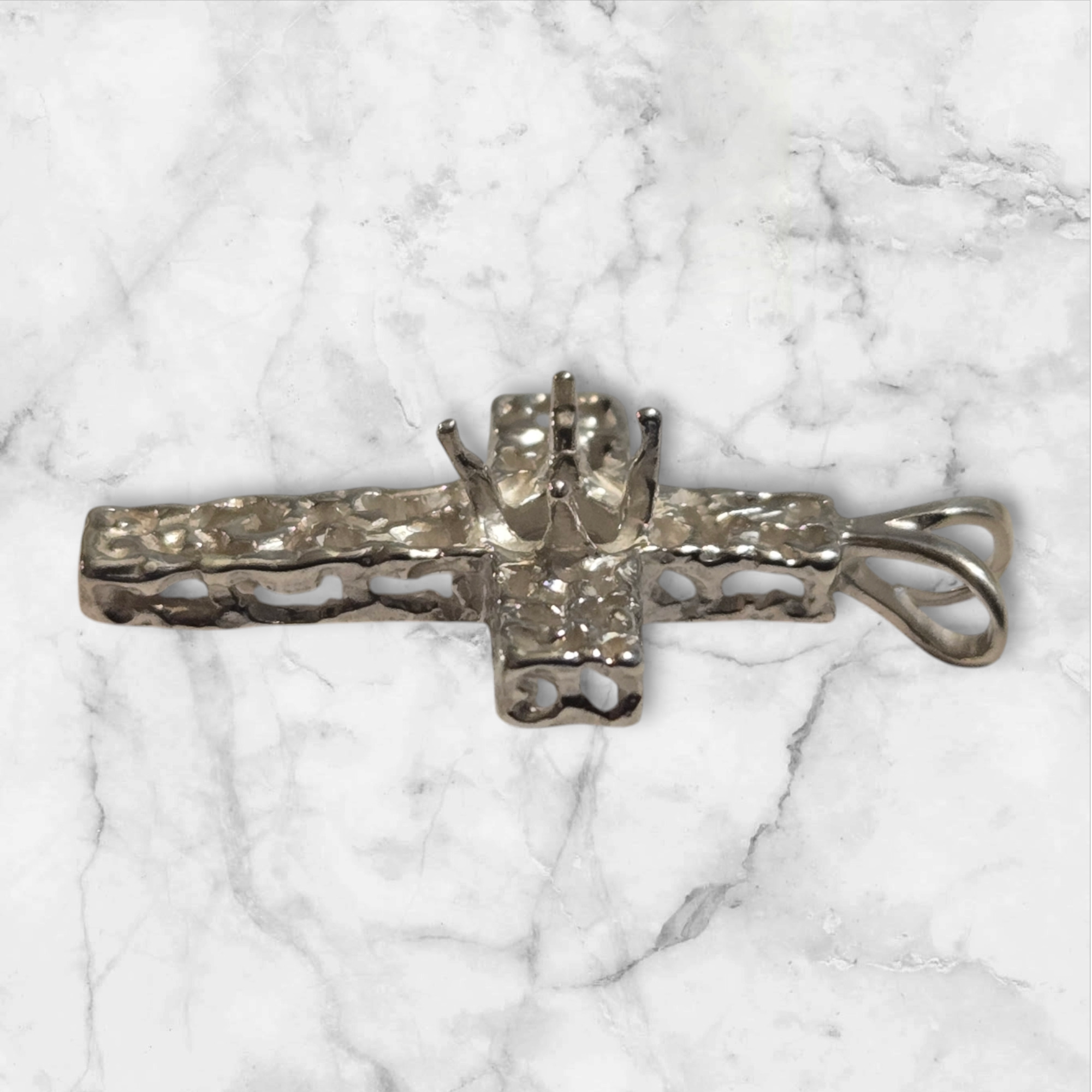 Solid Sterling Silver or 14kt Gold 3-6mm Round Freeform Cross Pendant Setting - Handmade in USA (161740/141740) - Perfect for Necklaces, Jewelry Making & Religious Gifts
