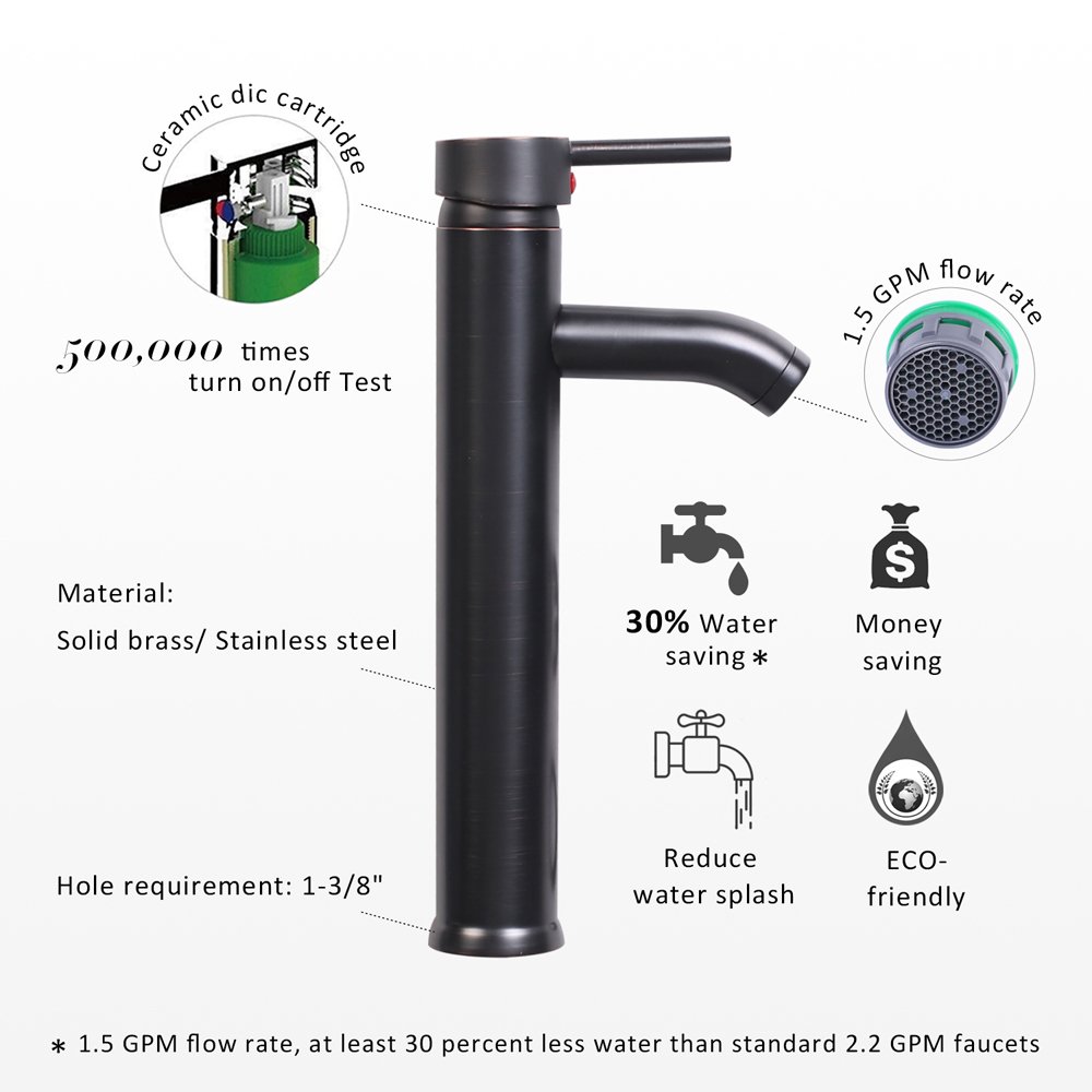 Artistic Tempered Glass Vessel Sink & Faucet Combo - Oil Rubbed Bronze for Bathroom Vanity