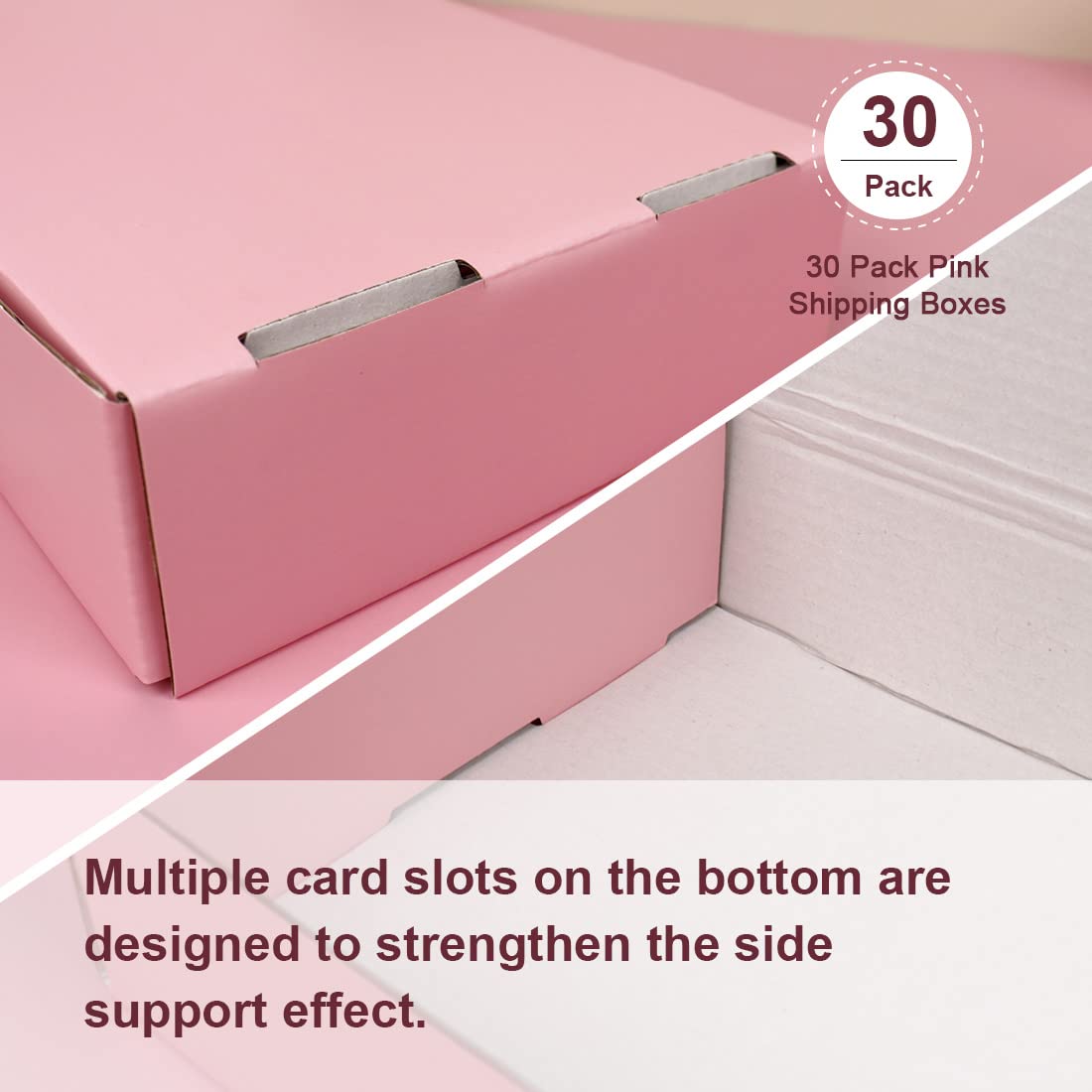 30 Pack 9x6x2 Inch Pink Corrugated Cardboard Shipping Boxes - Small Business Packaging, Mailing & Ecommerce Shipping Supplies - Perfect for Jewelry, Cosmetics & Small Product Shipments