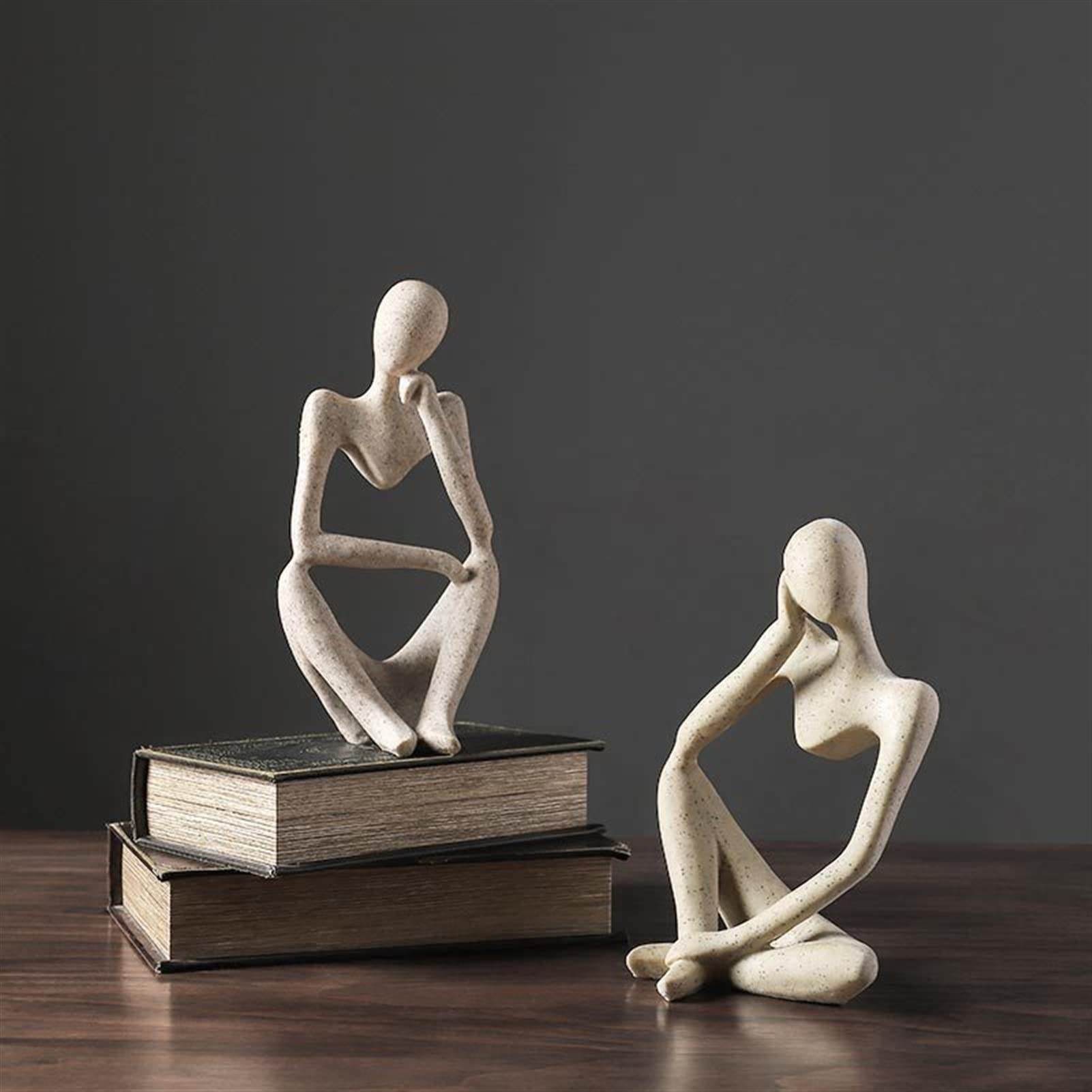 XUE JUAN 1983 Nordic Abstract Thinker Statue - Handmade Resin Figurine for Office & Home Decor, Modern Art Sculpture, Desktop Ornament (Square) | Perfect for Bookshelf Display, Study Room Decor, and Contemporary Gift Ideas
