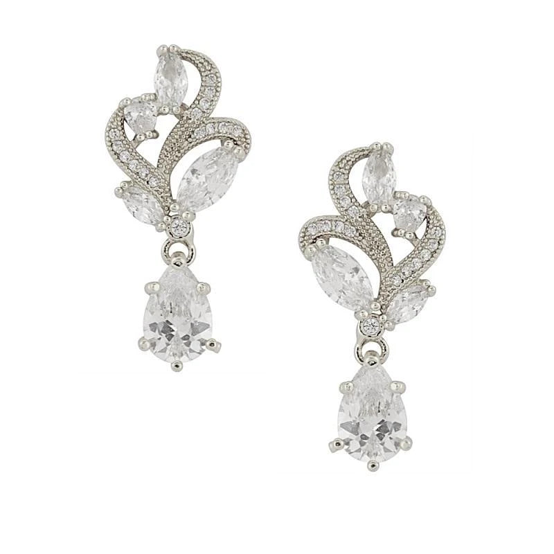 Elegant Silver Crystal Drop Wedding Earrings for Brides - Perfect for Bridal Party, Prom & Formal Events | 3502