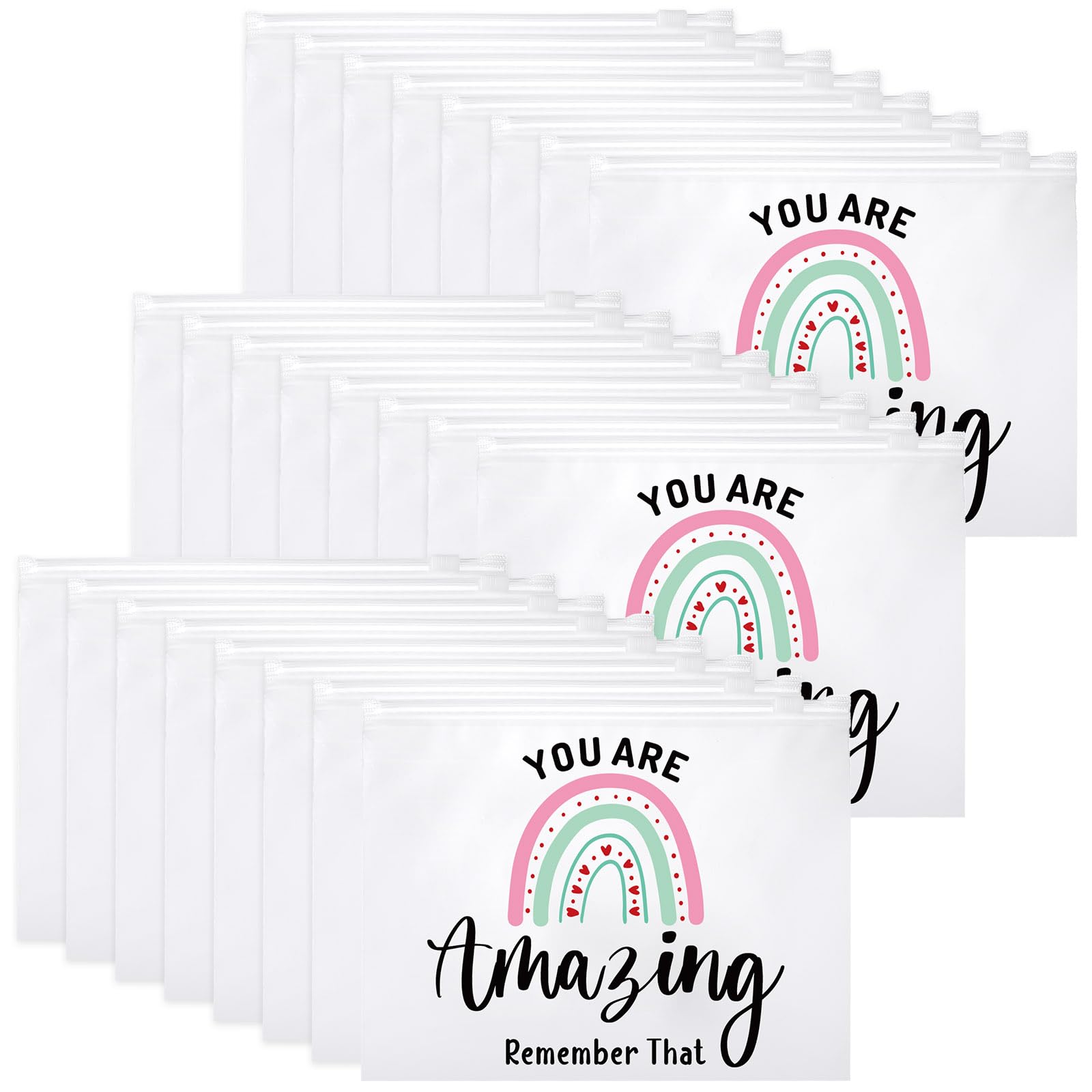 50 Pcs Inspirational Cosmetic Bags for Women - Bulk EVA Makeup Pouches with Zipper (You Are Amazing/Brave/Awesome) - Perfect for Birthday, Graduation, Christian Easter & Encouragement Gifts - Great for Travel, Daily Makeup Storage & Gift Giving