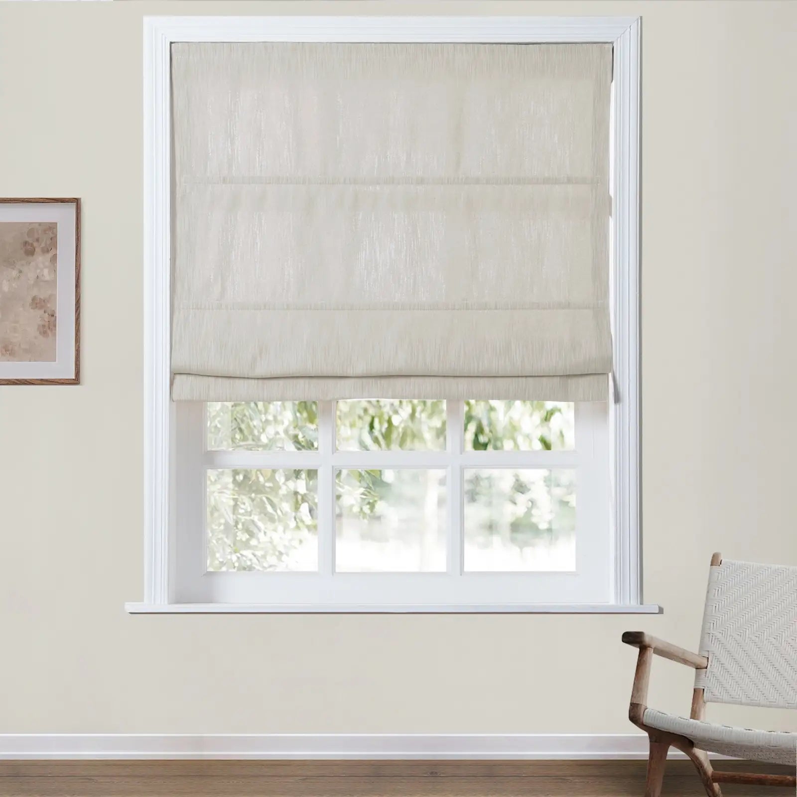 Cloe Cotton Blend Cordless Roman Shade - Blackout Window Treatment for Bedroom & Living Room - Plus Size Home Decor