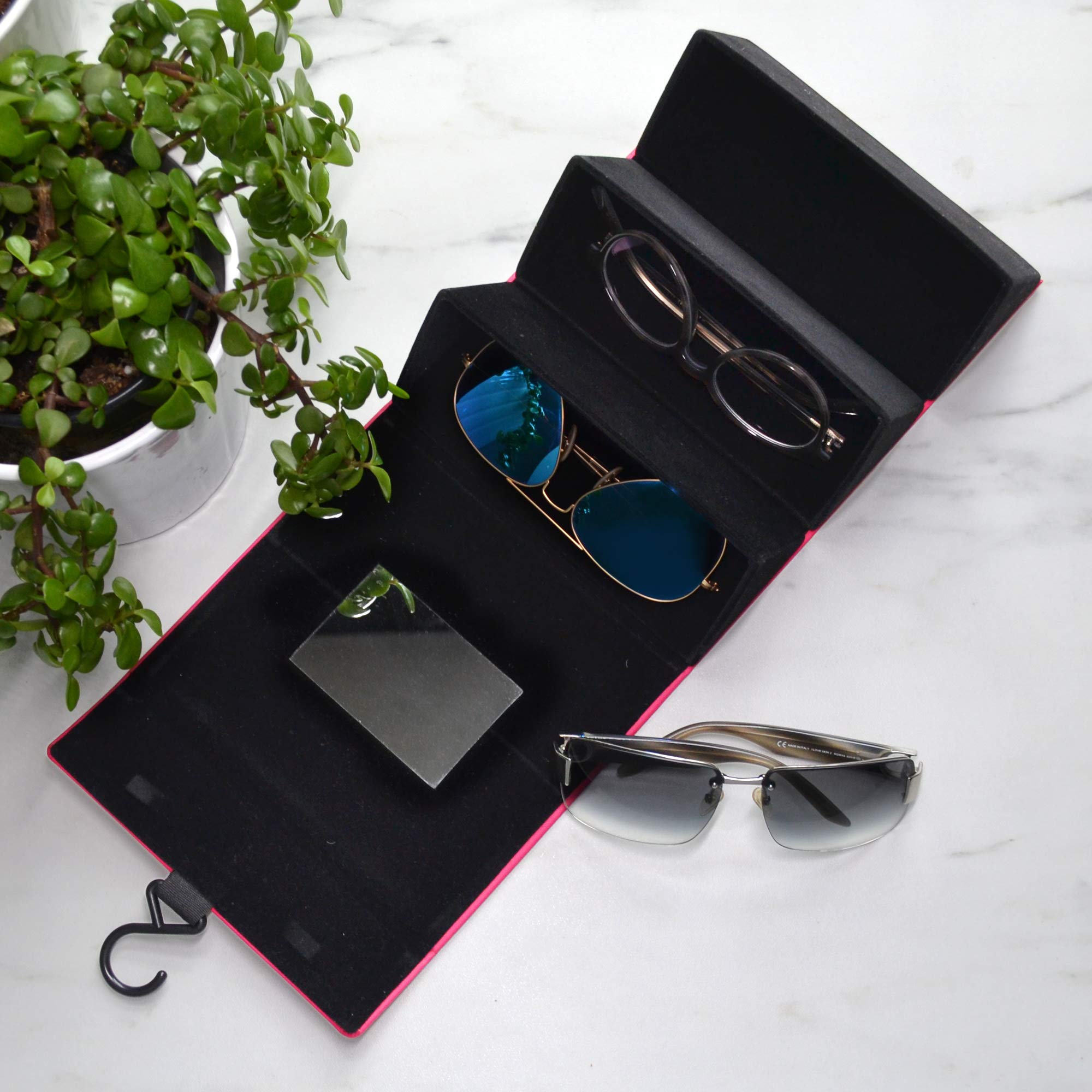 Premium Sunglasses Travel Case for 3 Pairs - Compact Eyewear Organizer Holder for Men & Women - Perfect for Airplane, Beach, and Outdoor Adventures
