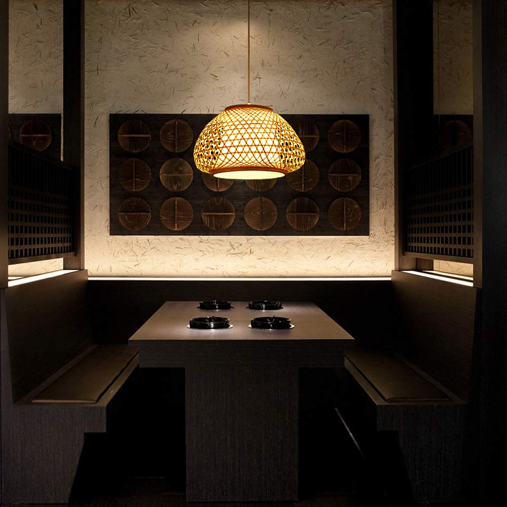 KWOKING Handmade Retro Bamboo Dome Flush Mount Ceiling Light - 23.5