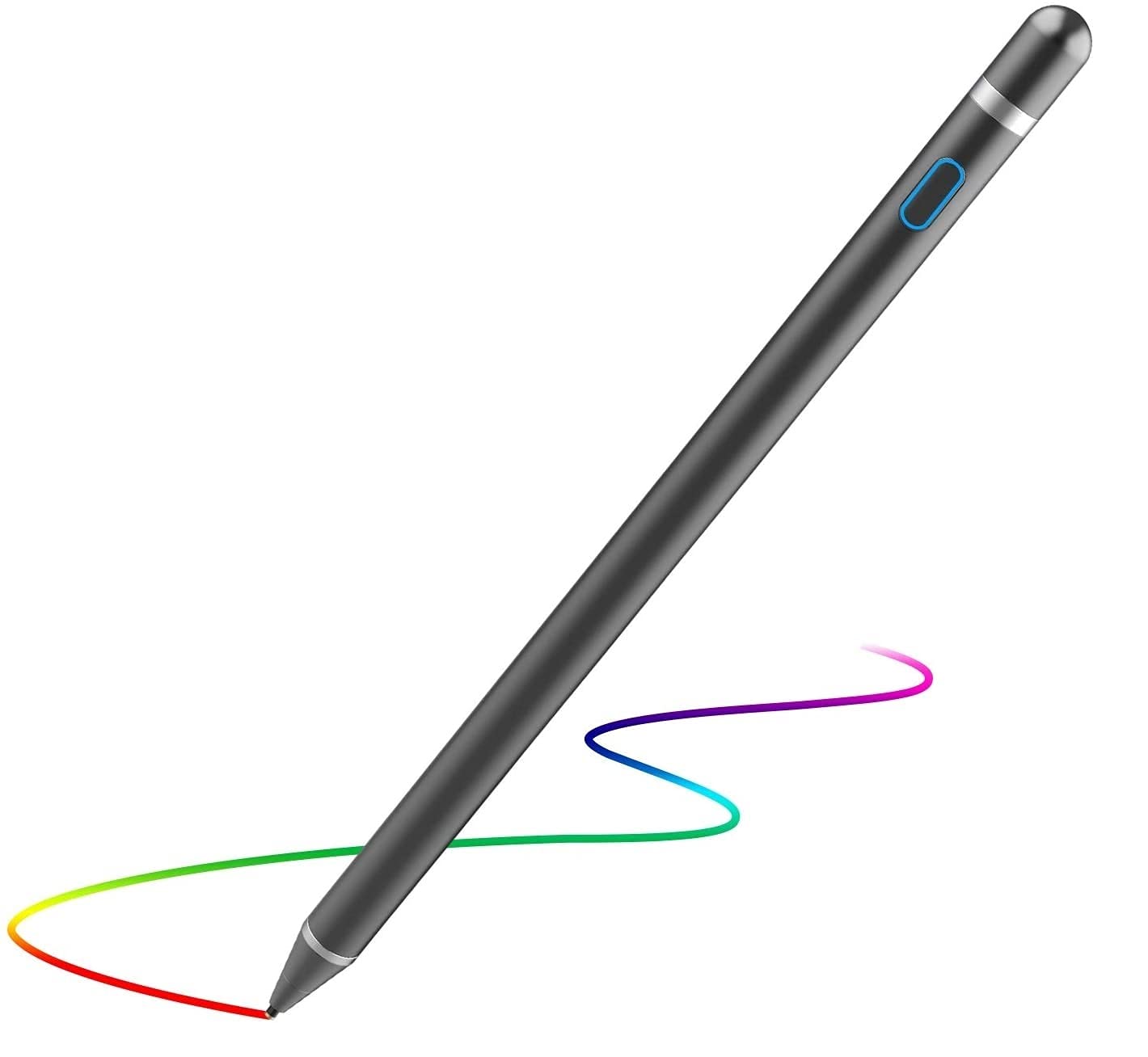 Rechargeable Active Stylus Pen for Apple iPad, iPhone, iPad Pro/Air/Mini - Fine Point Touch Screen Stylus Compatible with Most Tablets (Black) - Perfect for Drawing, Note-Taking & Digital Signatures