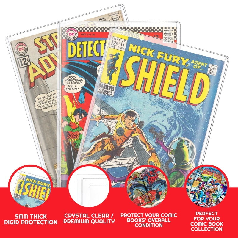 Silver Age Comic Book Top Loader - 5MM Thick Acid-Free Protective Sleeve for Collectible Comics - Perfect for Storage, Display & Grading