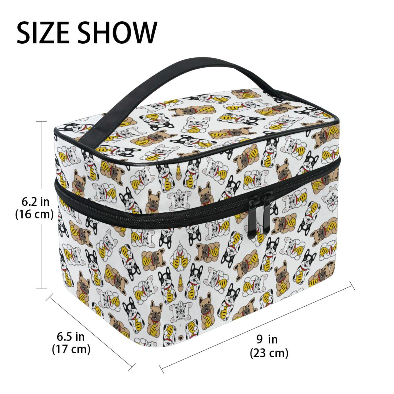 Cute Pug Dog Cosmetic Bag - Waterproof Makeup Organizer with Zipper for Women & Girls - Perfect for Travel, Gym, and Daily Essentials Storage