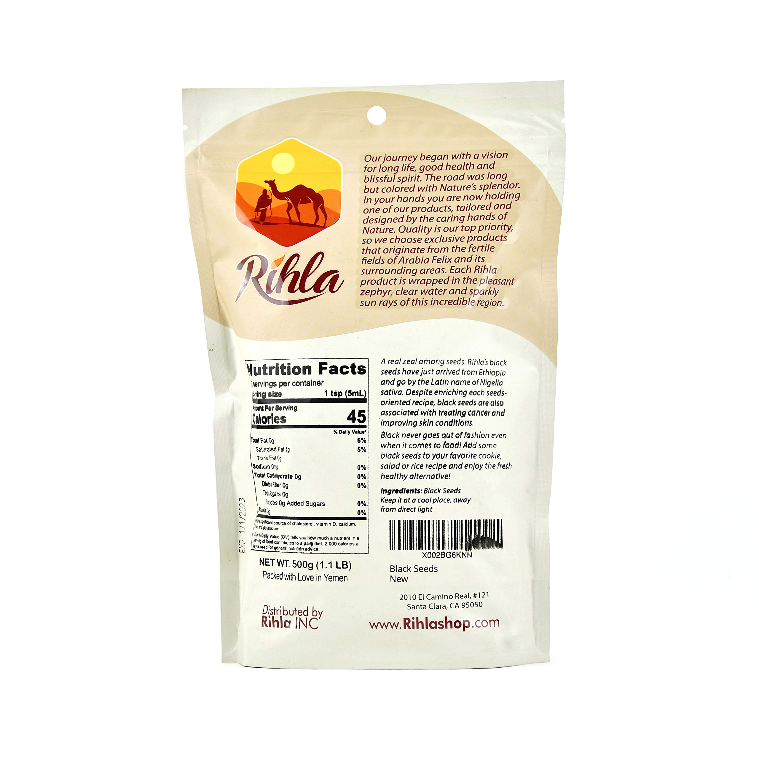 Premium Black Seeds (Nigella Sativa) - Organic Habbatus Sauda - Rihla Superfoods - 1.1 Lb (500g) - Immune Support & Natural Remedy for Cooking, Baking & Wellness