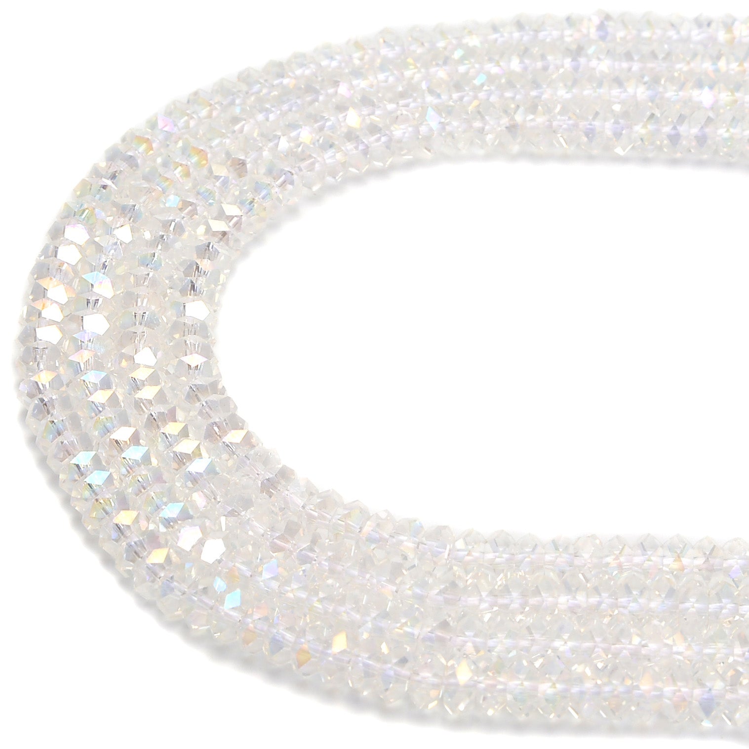 Clear AB K9 Crystal Glass Faceted Rondelle Beads 4x6mm (15.5 Inch Strand) - Perfect for Jewelry Making, DIY Crafts, Bracelets & Necklaces