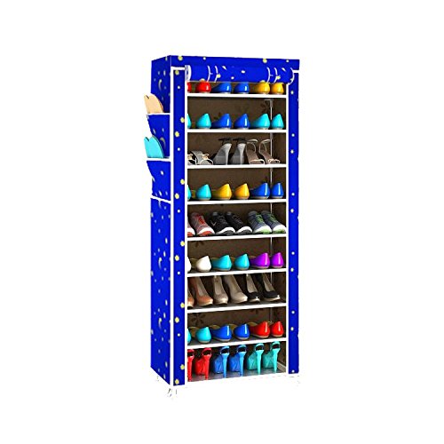 Magshion Space Saving Shoe Rack Organizer - Portable Shoe Storage Cabinet with 12 Shelves for Closet, Entryway & Bedroom (Blue Star) - Perfect for Small Spaces & Shoe Collection Organization