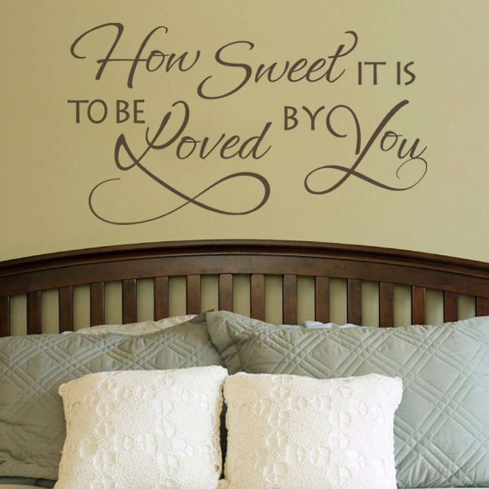 Romantic Love Quote Wall Decal - 'How Sweet It Is To Be Loved By You' Custom Large Vinyl Sticker for Master Bedroom Decor, Nursery, Living Room & Wedding