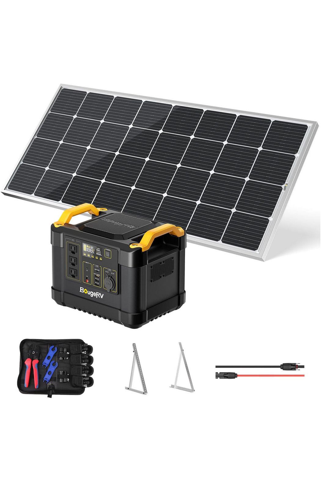 BougeRV 200W 12V Tilt Mount Solar Panel Kit for RV, Boat, Off-Grid & Camping Power Supply - Portable Solar Charging System for Outdoor Adventures