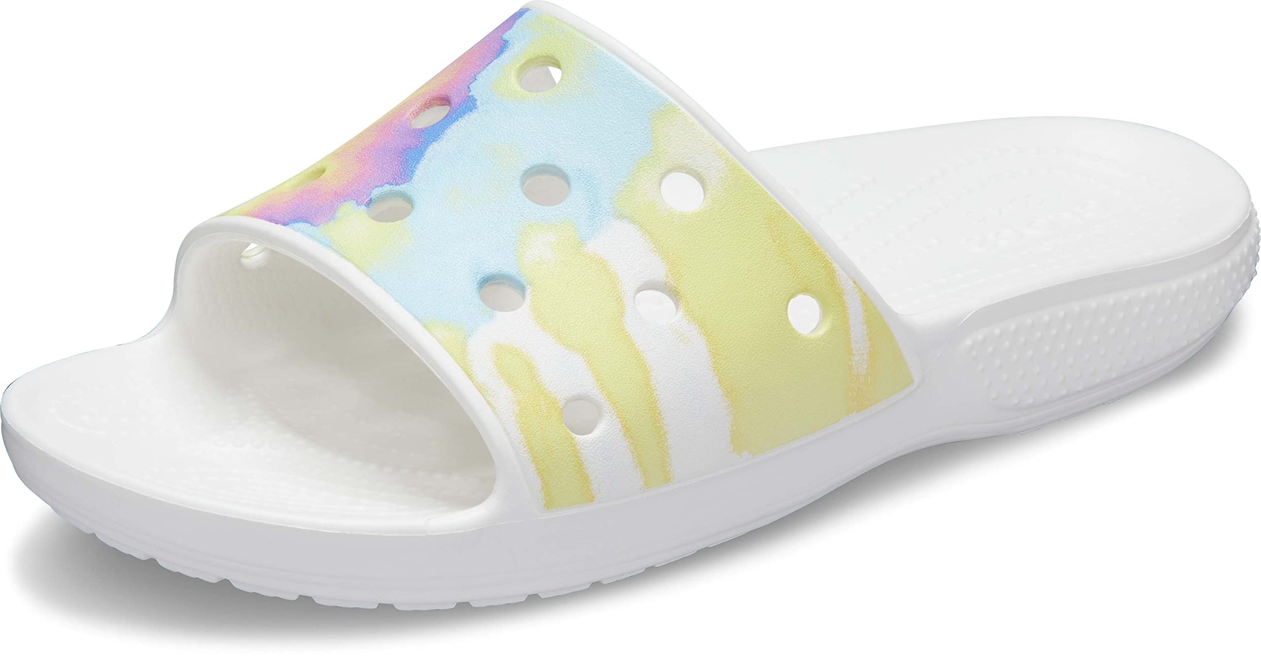 Crocs Unisex Classic Tie-Dye Graphic Slide Clogs - Comfortable Water Shoes for Beach, Pool, and Outdoor Activities