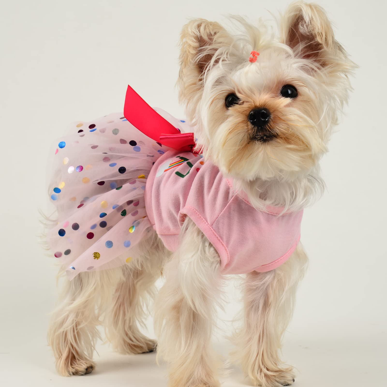 Pink Summer Dog Dress for Small Dogs - Birthday Outfit for Chihuahua, Yorkie & Puppies | Cute Pet Costume for Cats & Dogs | Perfect for Parties, Photos & Special Occasions