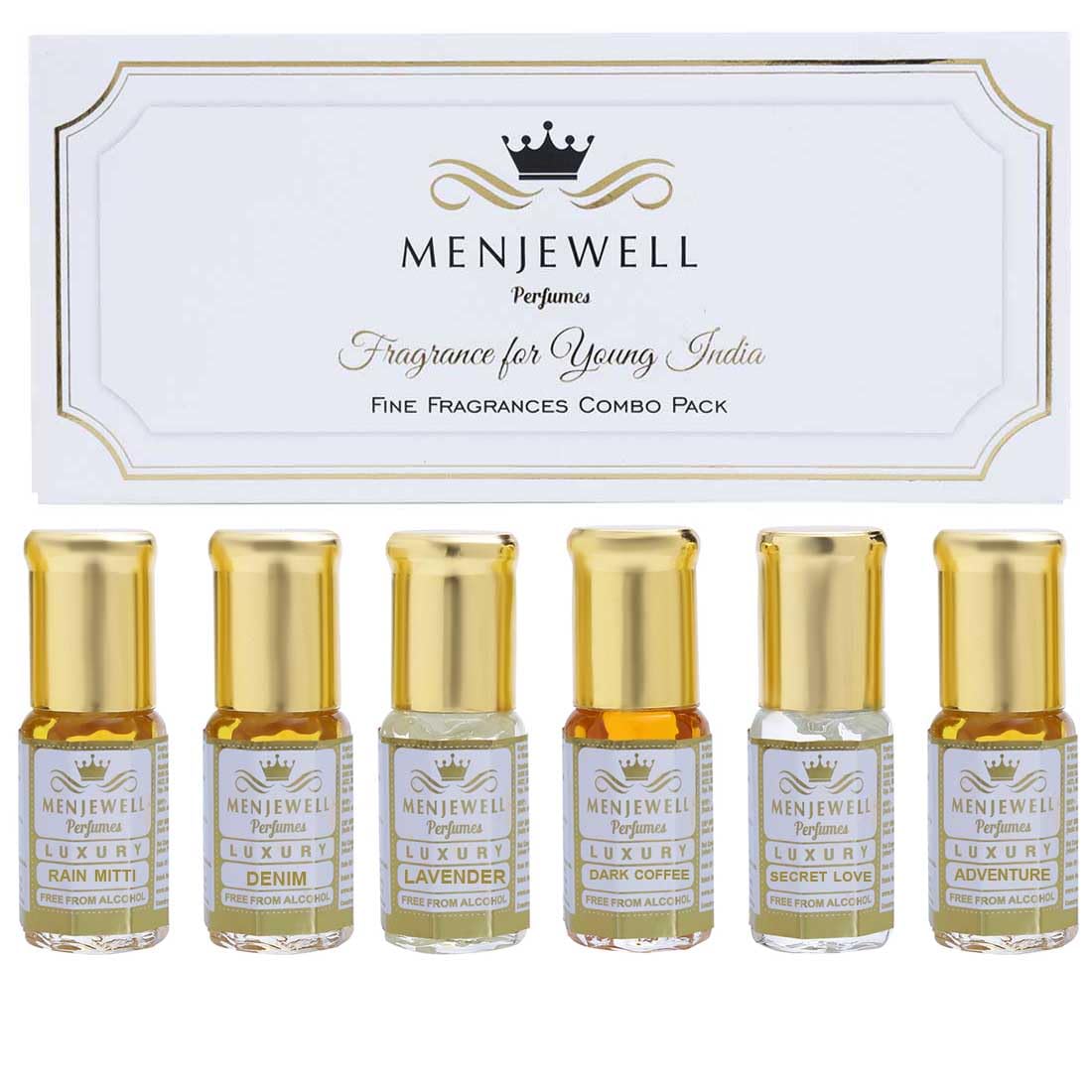 Menjewell 6-Piece Attar Gift Set for Couples - Floral Fragrance Perfume Oils for Men & Women (6 x 3ml) | Romantic Gift Idea for Him & Her | Perfect for Anniversaries, Weddings & Special Occasions