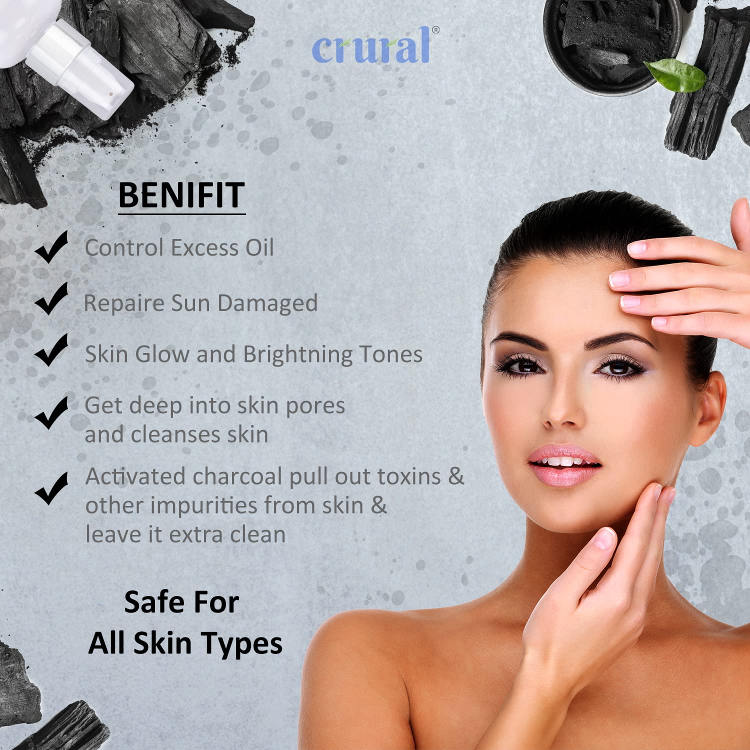 Activated Charcoal Face Wash with Aloe Vera & Charcoal Powder - Oil Control, Deep Cleansing for Acne-Prone Skin | Removes Dirt, Pollutants & Excess Oil | Paraben & Sulfate Free (100ml) | Perfect for Daily Skincare & Post-Workout Cleansing
