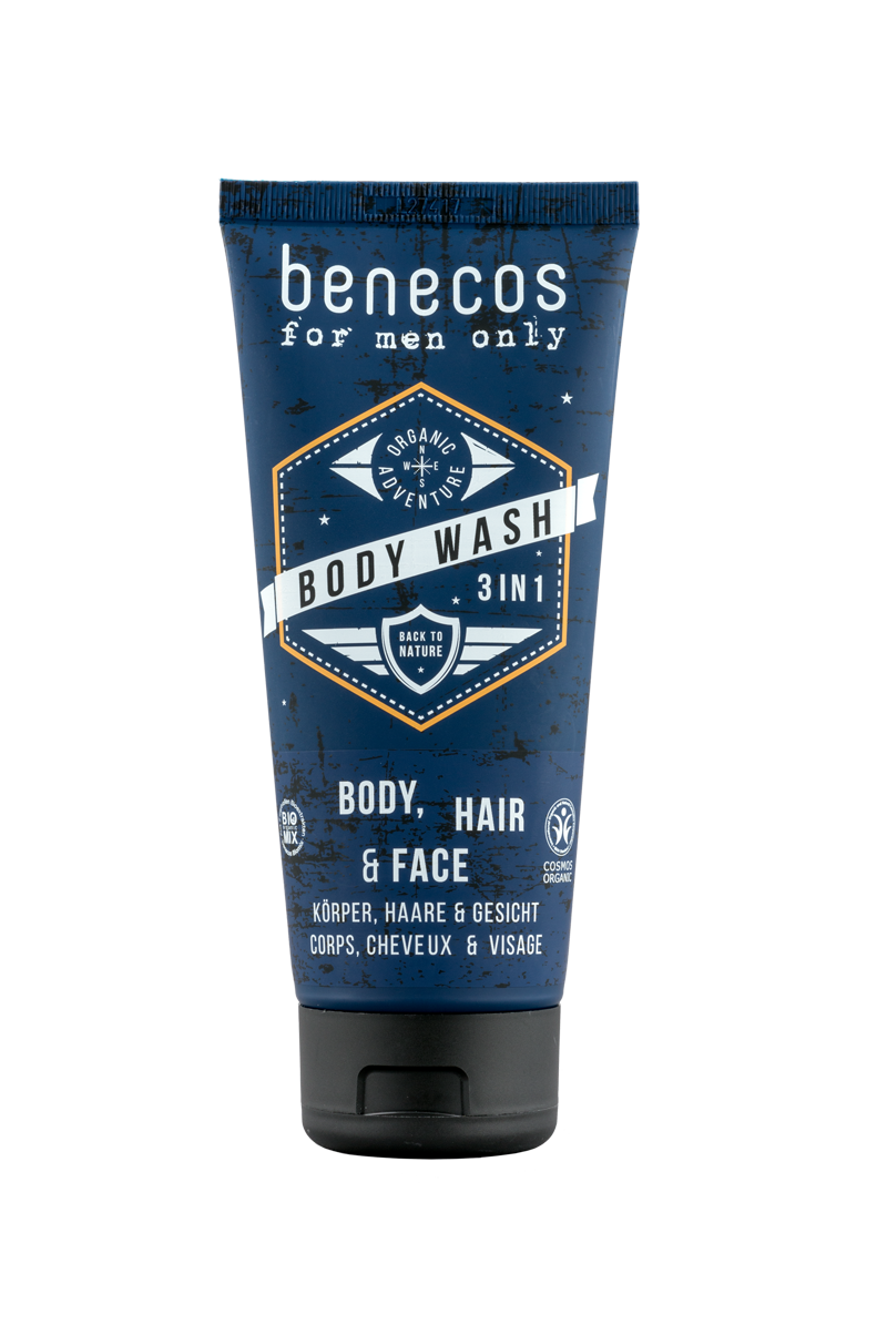 Benecos Natural 3-in-1 Body Wash for Men & Women - Organic Shower Gel, Shampoo & Bubble Bath - Vegan & Cruelty-Free for Sensitive Skin - Perfect for Daily Shower, Gym & Travel