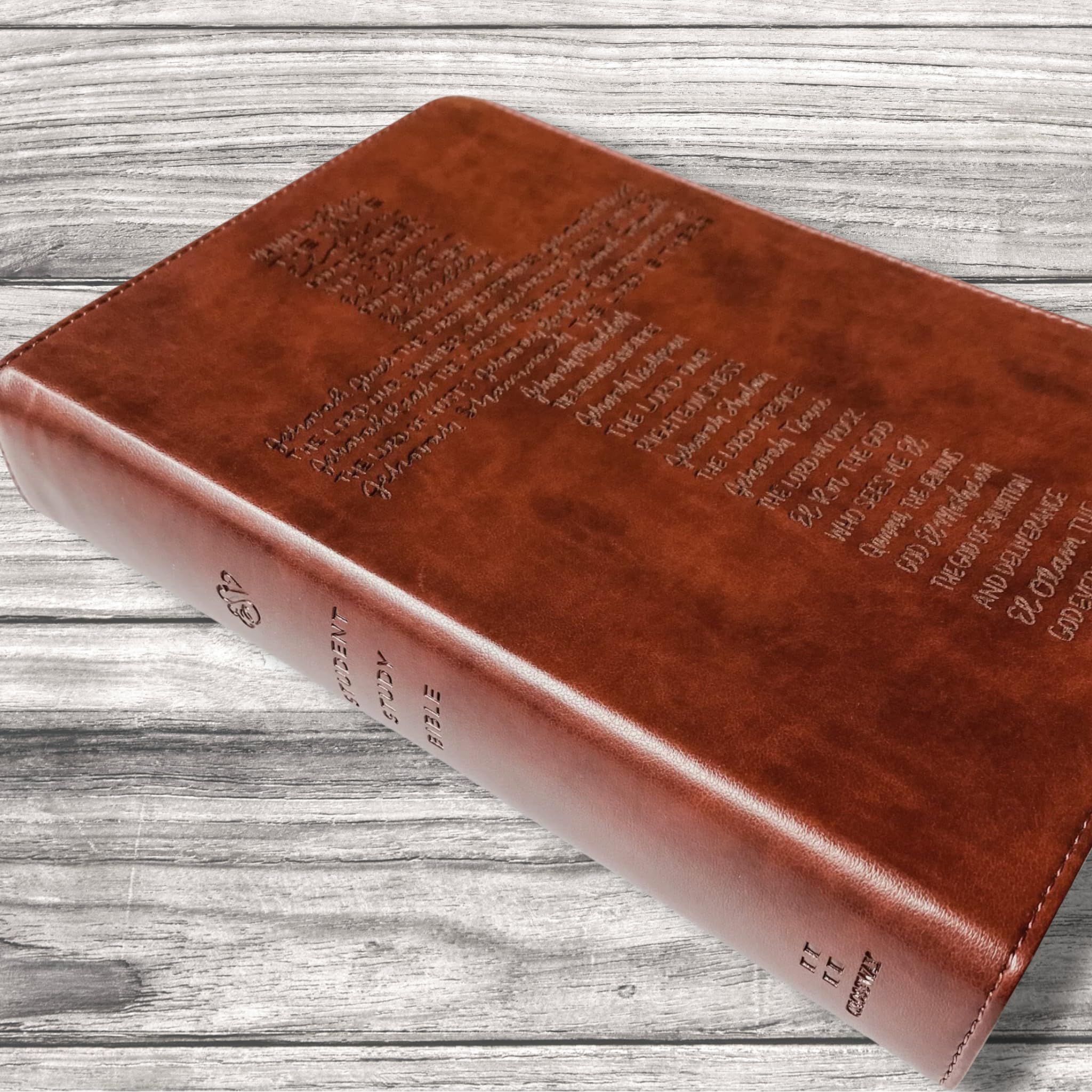 Hand Lettered & Laser Engraved ESV Student Study Bible - Personalized Brown Leather Bible with Custom Name Engraving | Perfect Gift for Graduation, Baptism & Bible Study