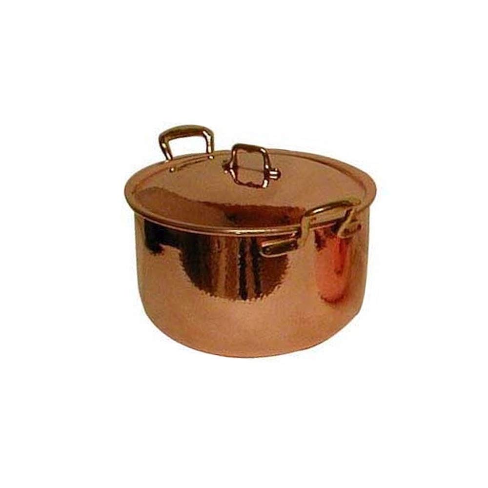 Premium Copper Cooking Pot - 3QT Heavy Duty Copper Pot with Stainless Steel Lining for Even Heat Distribution - Perfect for Soups, Stews & Professional Chefs