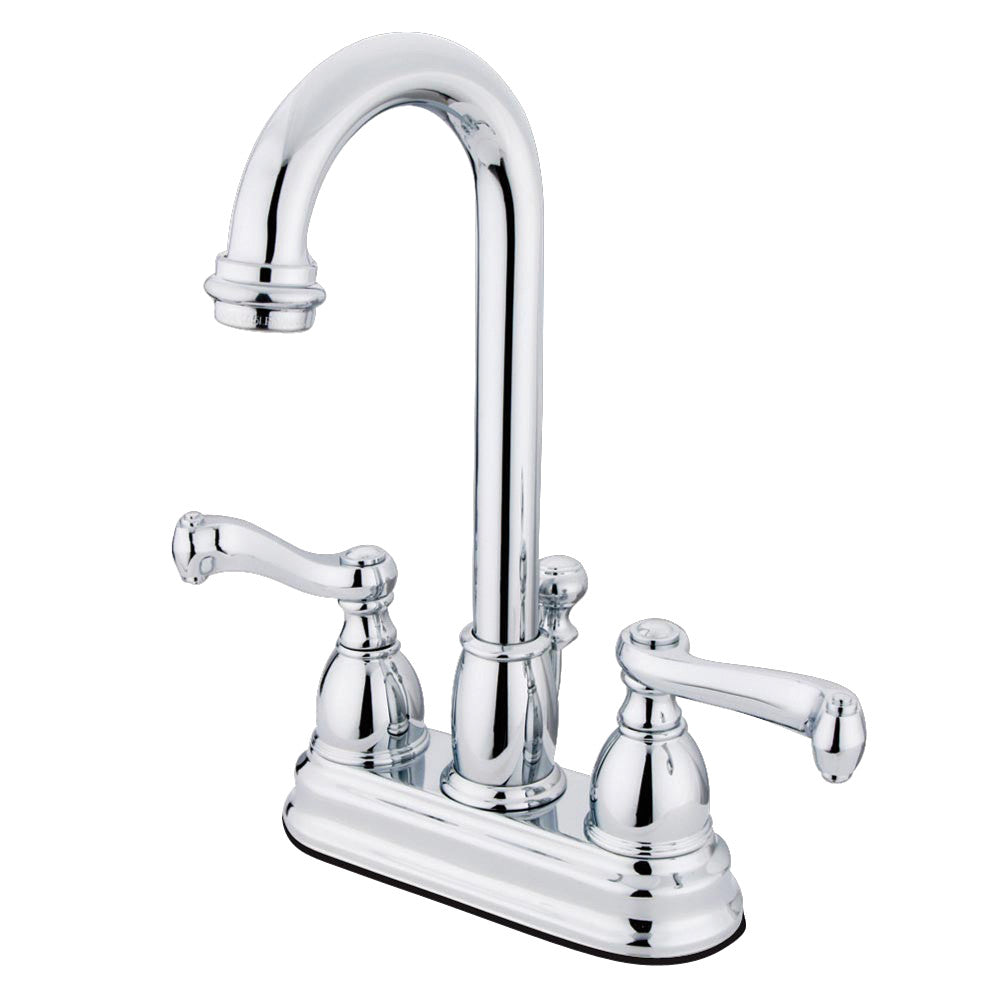 Kingston Brass KB3615FL 4-Inch Centerset Bathroom Faucet - Chrome Finish, Single Handle, Ideal for Bathroom Sink Vanity and Powder Room Installation