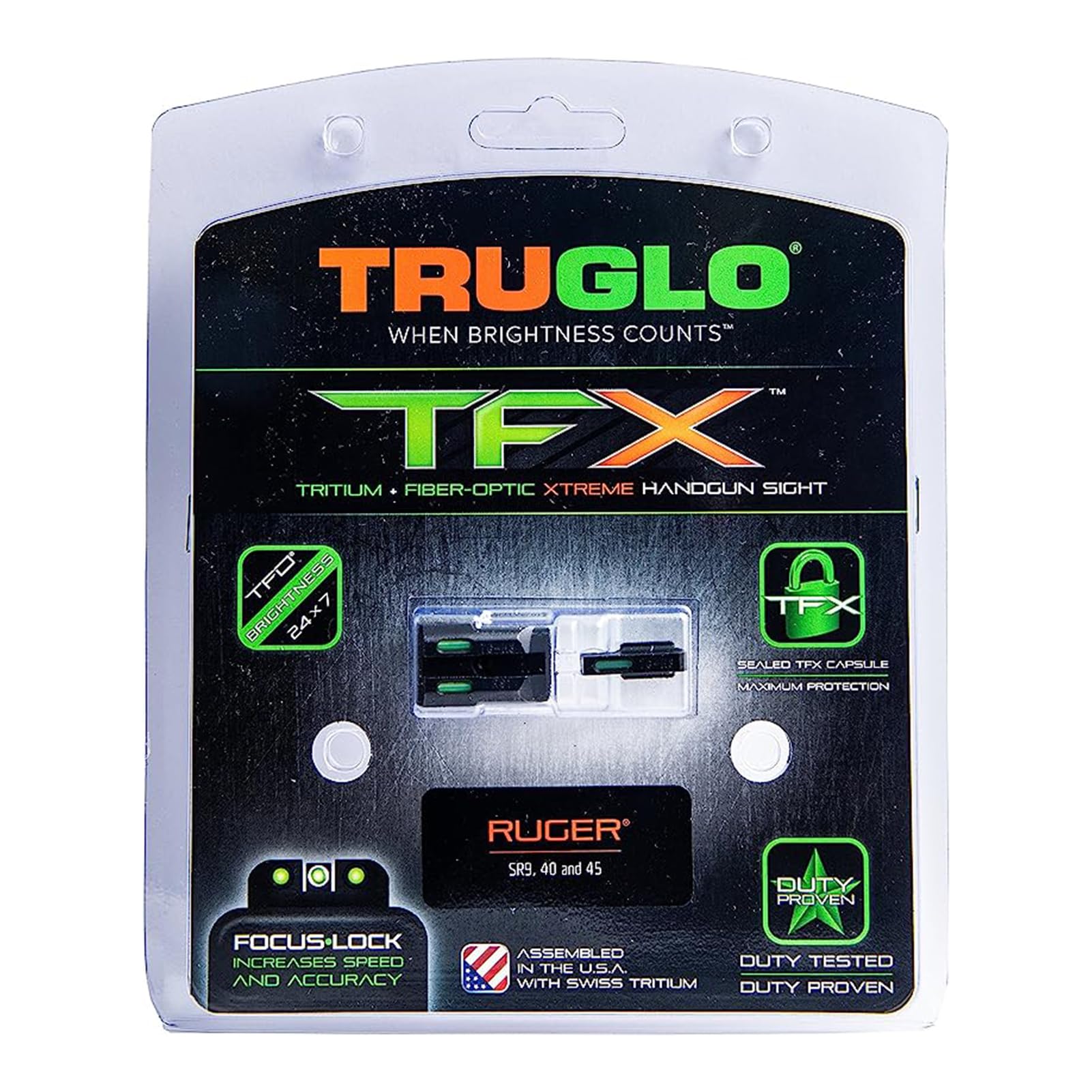 TRUGLO TFX Handgun Sight - Durable Shock-Resistant Compact Bright Tritium & Fiber Optic Sights for Pistols - Perfect for Low Light Shooting, Home Defense & Tactical Use
