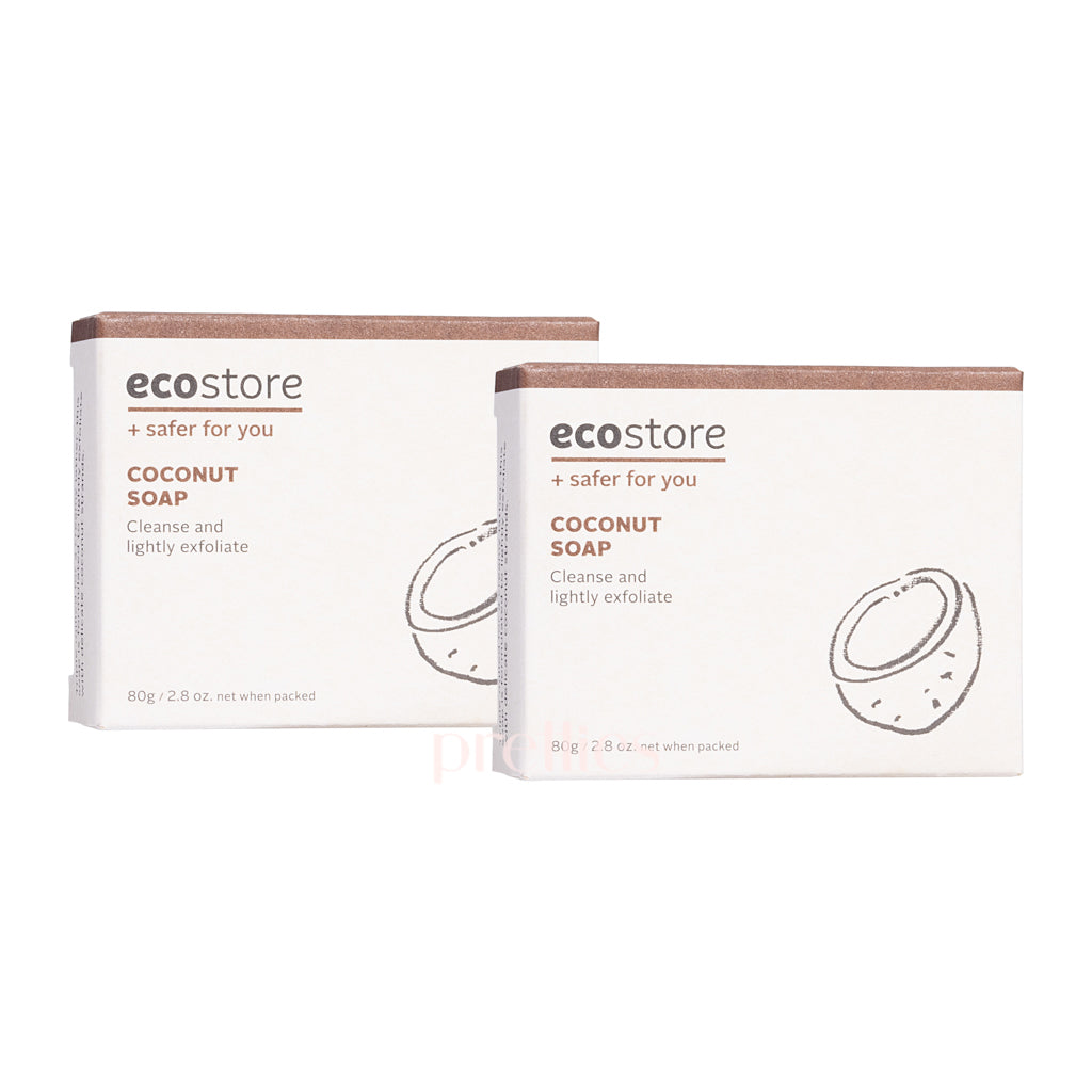 Ecostore Natural Coconut Soap Bar - 80g x 2 Pack | Organic, Vegan & Cruelty-Free | Perfect for Sensitive Skin & Eco-Friendly Bathroom Use