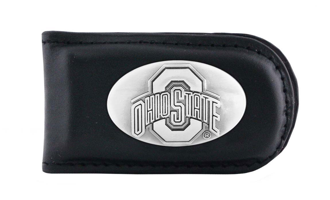 NCAA Ohio State Buckeyes Genuine Leather Money Clip with Magnetic Closure - Perfect for Cash, Cards & Gift Ideas for Sports Fans