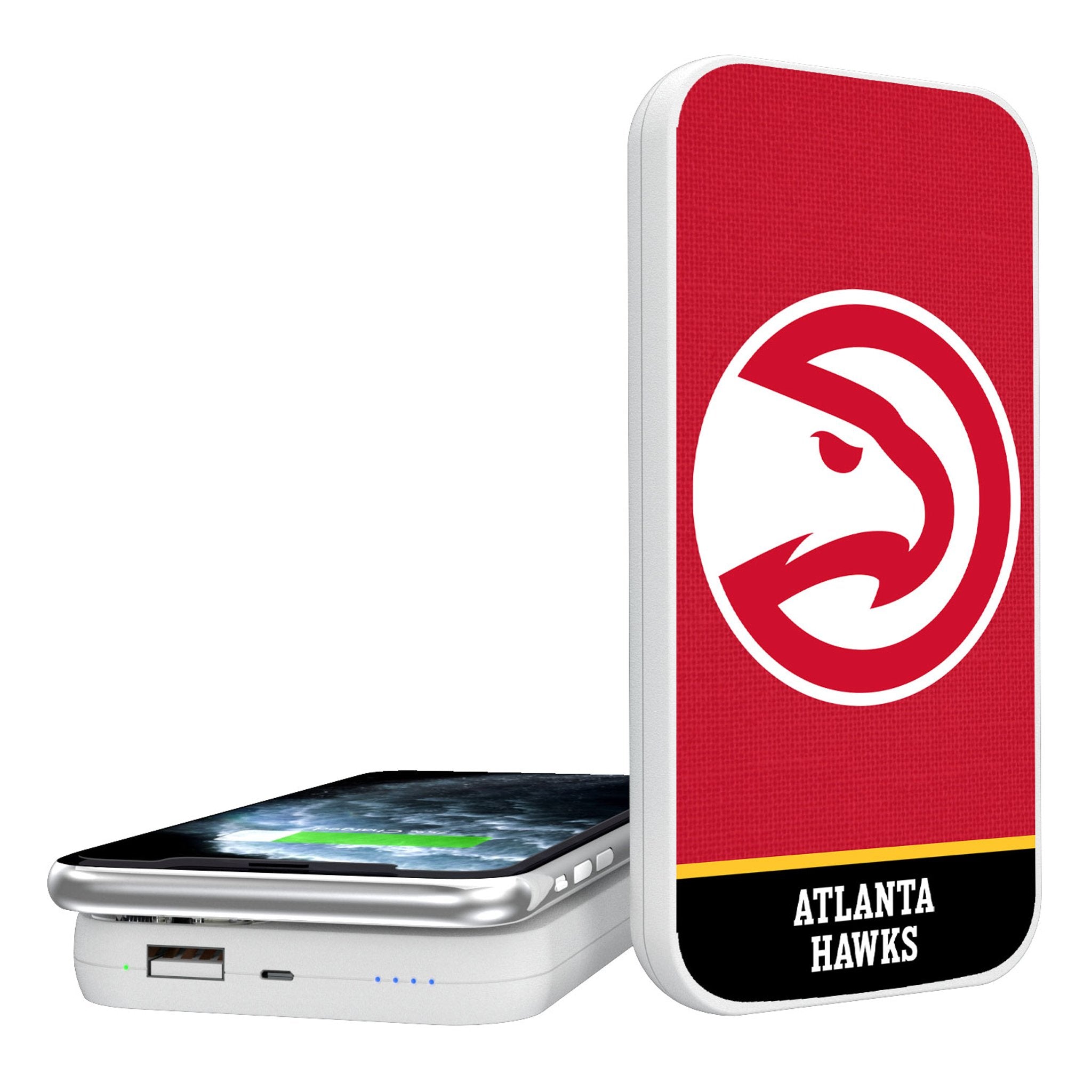 Atlanta Hawks Portable Wireless Charger 5000mAh - Fast Charging Power Bank for iPhone, Samsung, AirPods - Perfect for Travel, Work, and Game Day