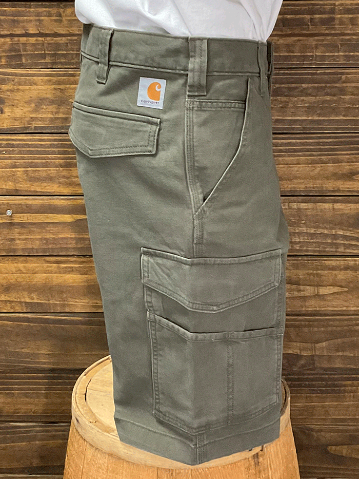 Carhartt 103542 217 Men's Rugged Flex® Relaxed Fit Canvas Cargo Work Shorts in Tarmac - Durable Workwear for Construction, Landscaping & Outdoor Activities