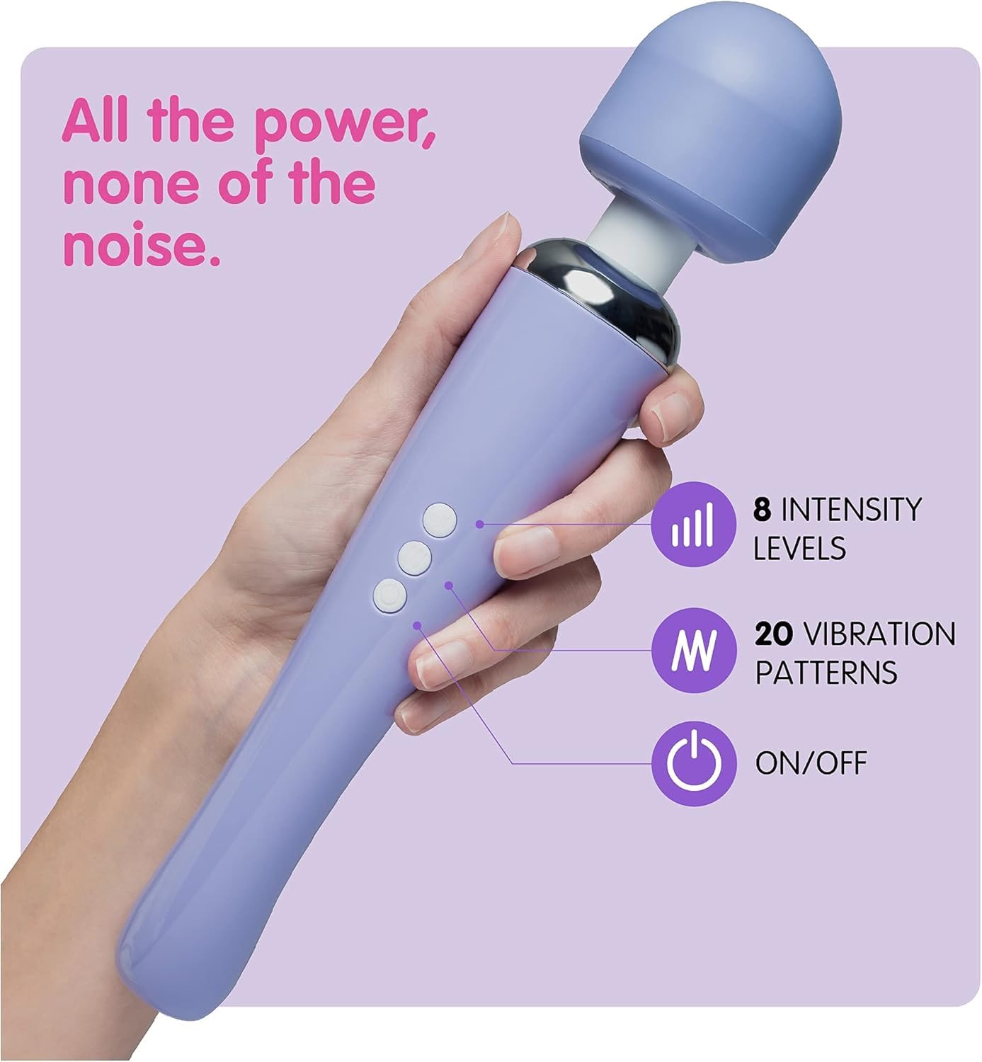 Oliver James Powerful Wand Massager - 20 Vibration Modes & 8 Speeds, Wireless G-Spot & Clitoral Stimulator, Waterproof Adult Sex Toy for Women - Perfect for Solo Play, Couples & Sensual Massage (Large, Purple)